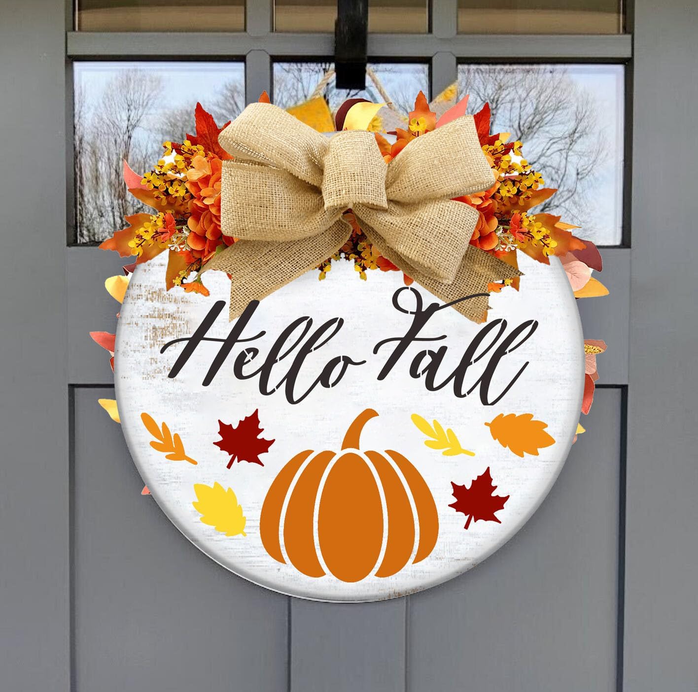 Fall Stencils for Painting on Wood Pumpkin Stencil Fall Leaves Maple Stencil Half Round Hello Autumn Drawing Templates for Door Porch Hanger Fall Wreath Home Decor