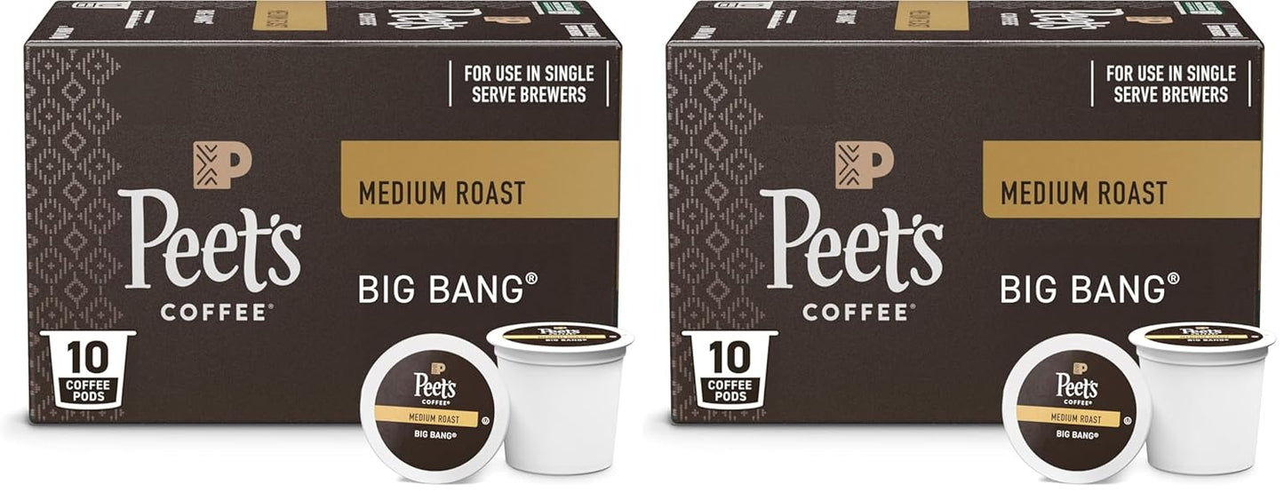 Peet's Coffee, Medium Roast Single Serve Coffee Pods - Big Bang 20 Count (2 Boxes of 10 Pods)