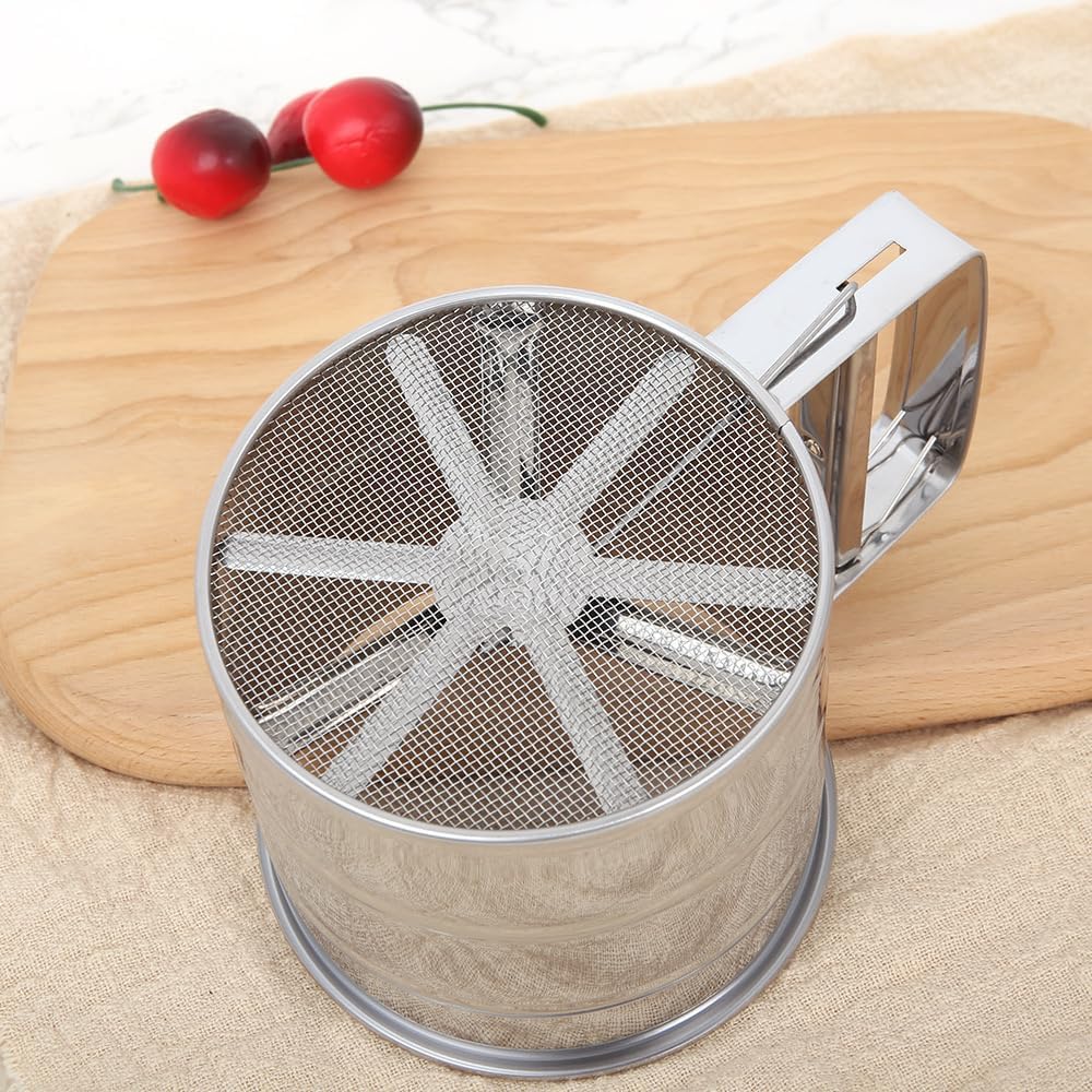 3 Cup Stainless Steel Double Layers Sieve, flour sieve, flour sifter for baking