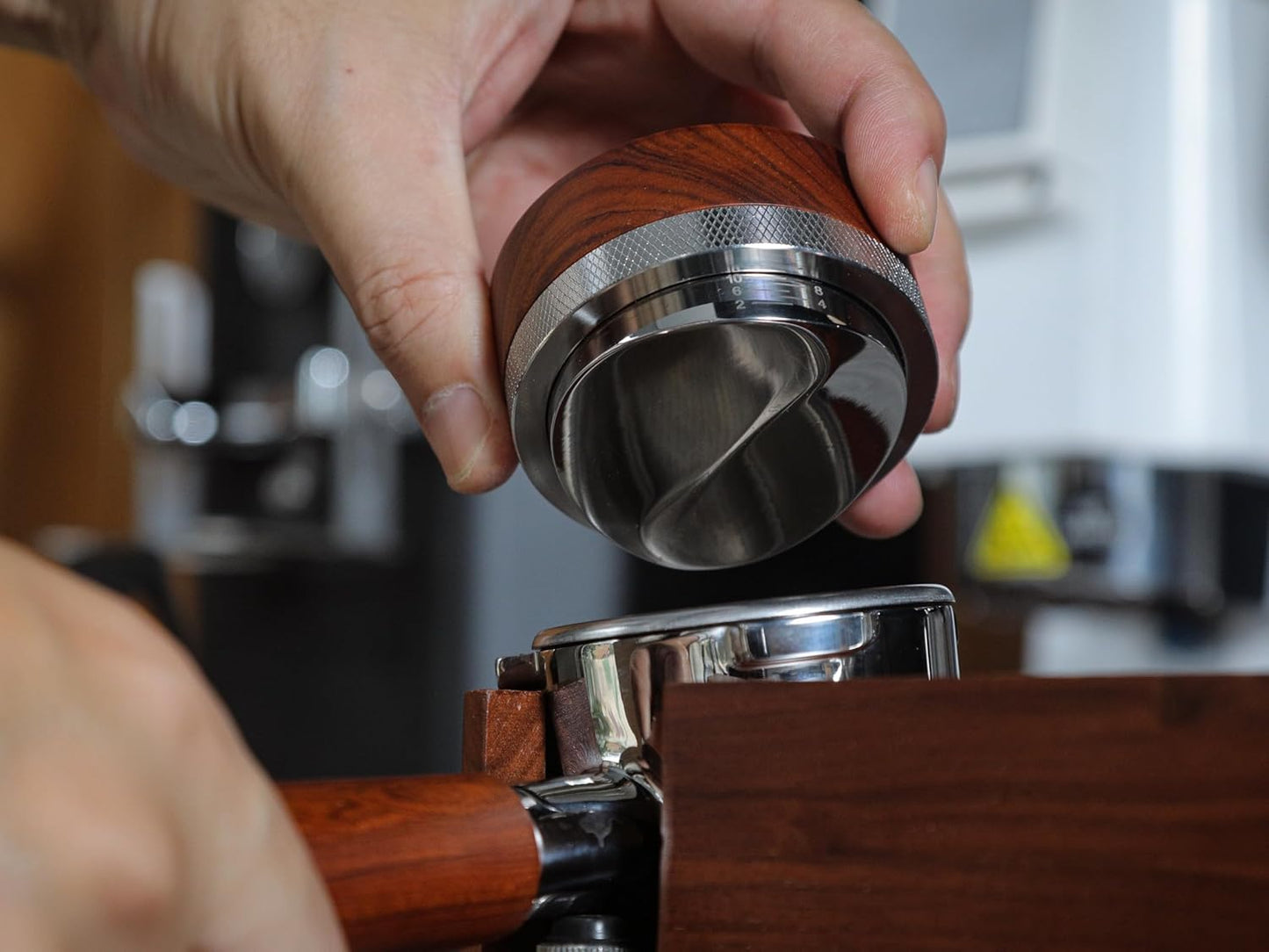 54mm Espresso Accessories Set – Premium Rosewood Organizer Box, Calibrated Tamper, Adjustable Coffee Distributor, WDT Puck Prep Tool & Scale with Timer