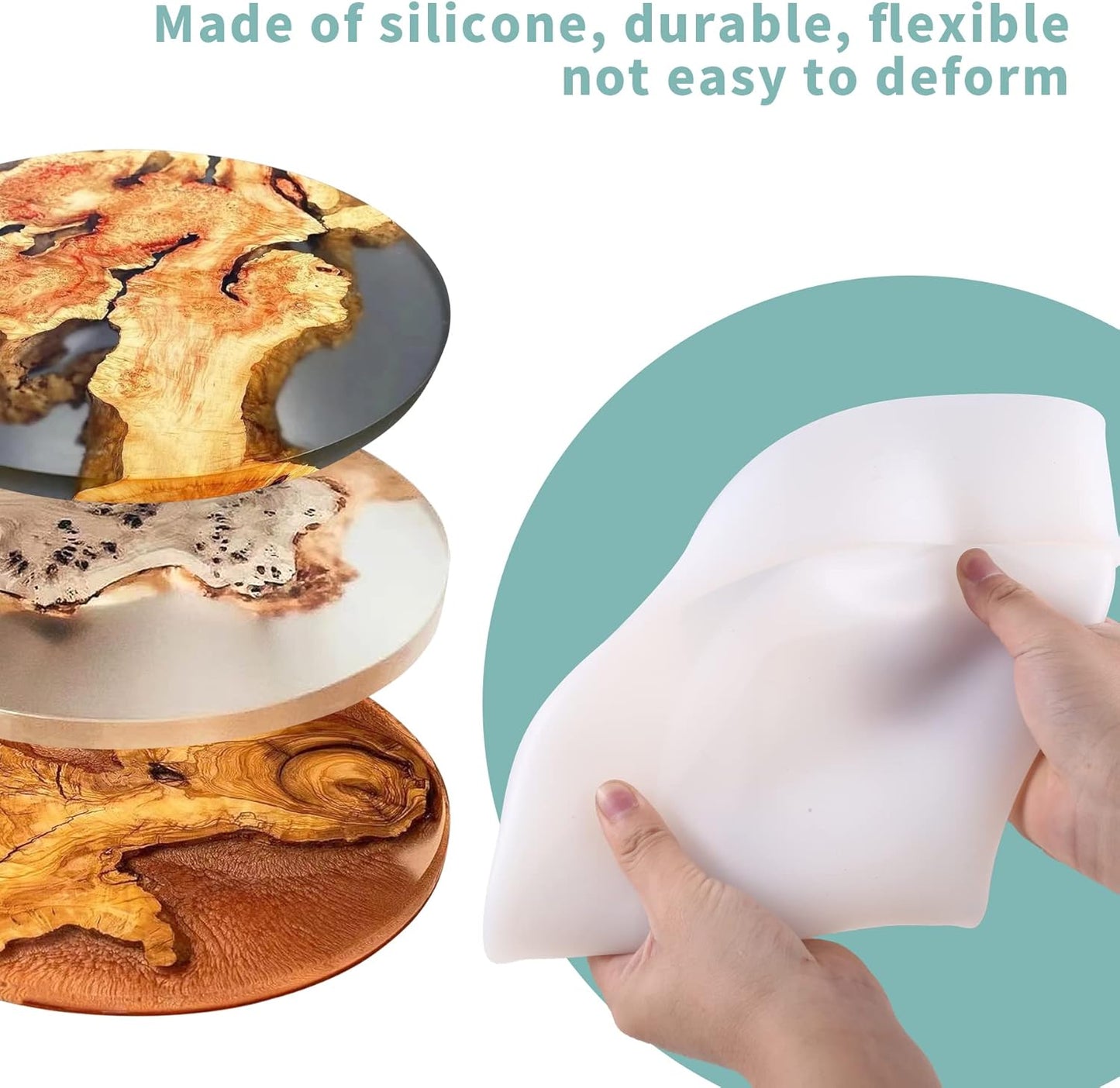 Extra Large Resin Table Mold 14 Inch Round Silicone Epoxy Resin Molds for River Table, DIY Crafts,Cutting Board, Desktop Decoration