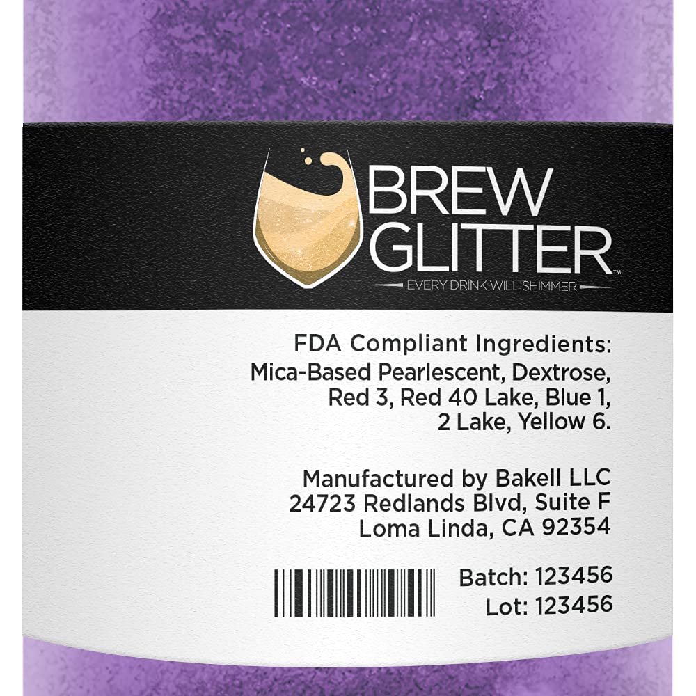 Purple BREW GLITTER Edible Glitter For Drinks, Cocktails, Beer, Garnish Glitter & Beverages | KOSHER & HALAL Certified | 100% Edible & Food Grade | Vegan, Gluten, Nut Free (50g, Purple)