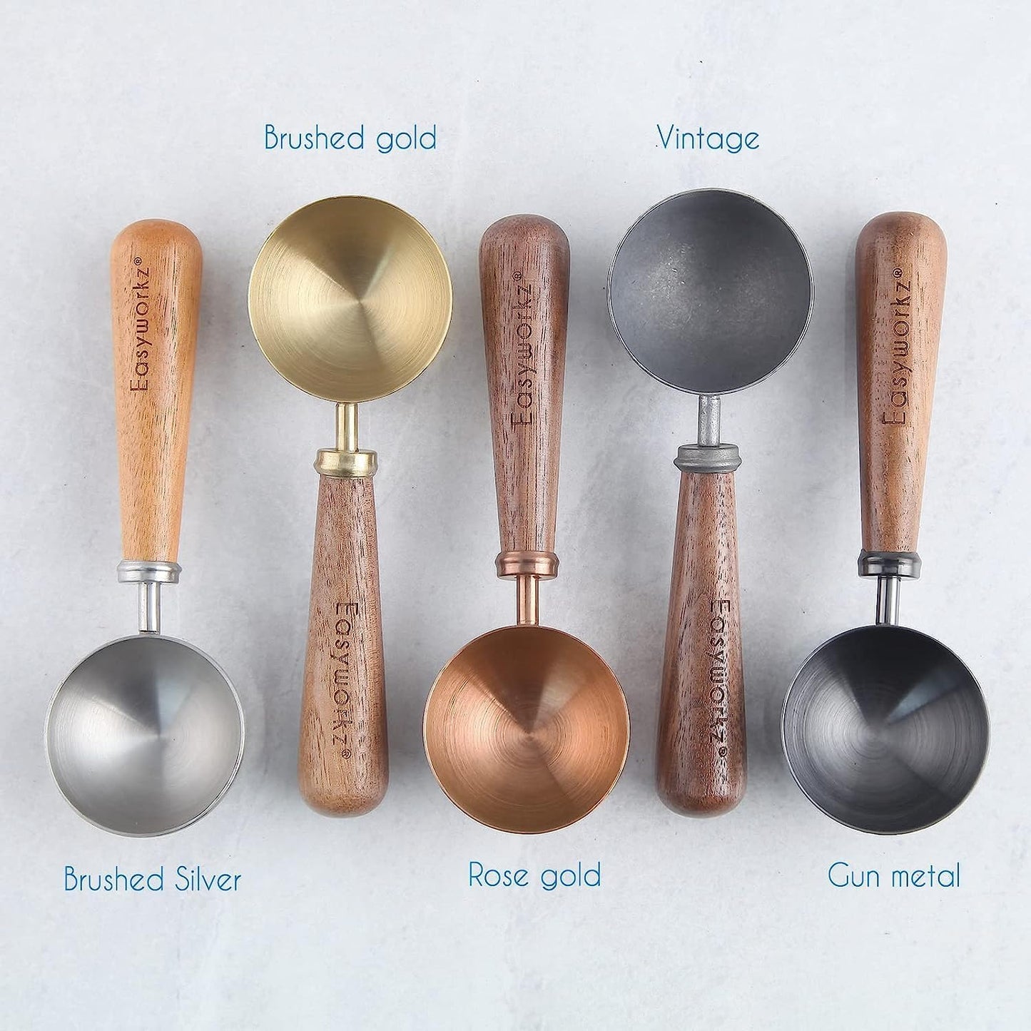 Easyworkz Retro Stainless Steel Coffee Spoon With Black Walnut Handle,10g - Measuring Spoon (Gunmetal)