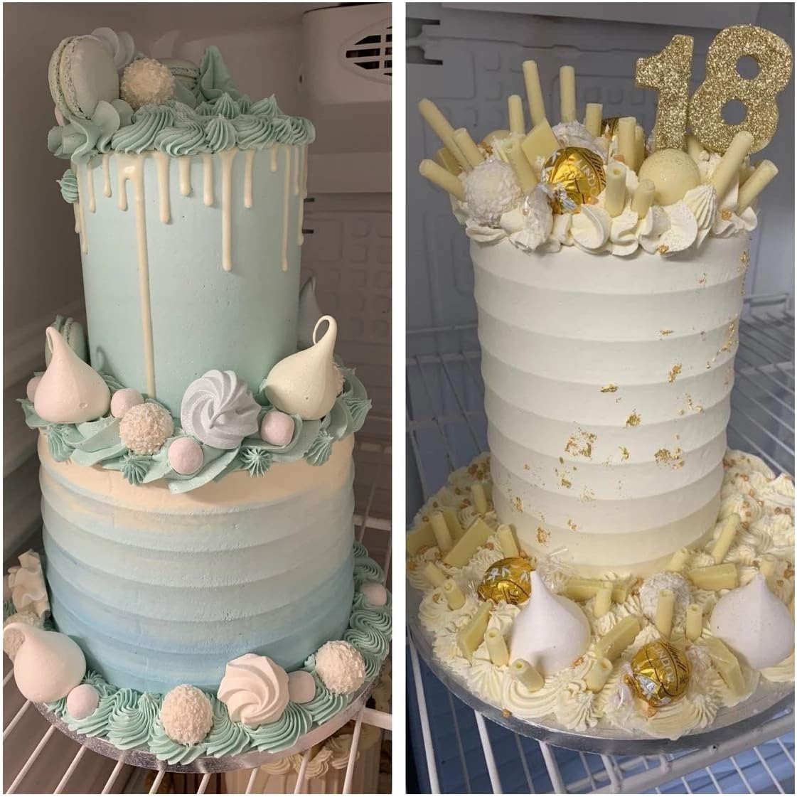 Siking Stainless Steel Cake Comb Metal Cake Scraper, Cake Buttercream Icing Smoother Edge Side Sculpting Decorating Tools (Large Scallop), SCC- 1-4