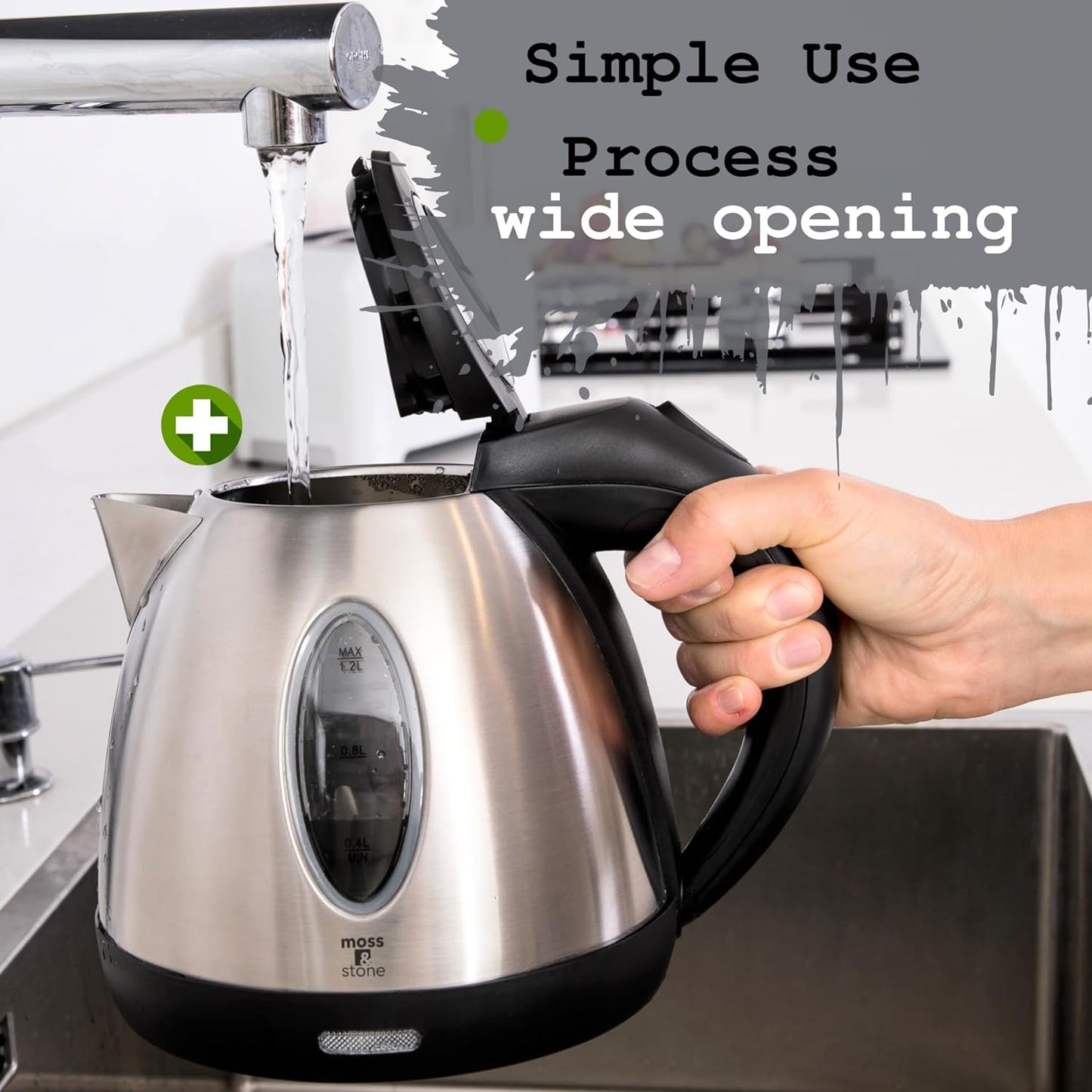 Moss & Stone 1.2L Stainless Steel Small Electric Kettle, Cordless 1500w Fast Boiling Pot, Portable Hot Water Electric Tea Kettle With Boil Dry Protection & Auto Shut-Off