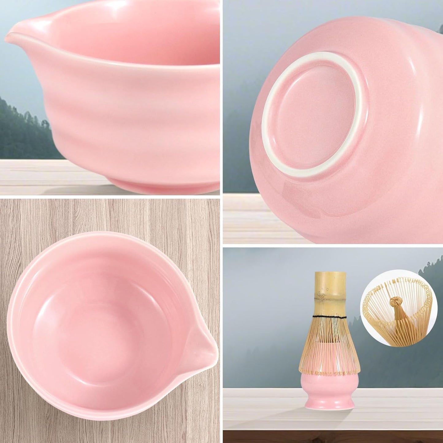 Matcha Whisk Set with Bowl (Chawan),8-Piece Bamboo Matcha Tea Set with Chasen, Whisk Holder, Chashaku Scoop & Holder, Stainless Sifter, Bamboo Spoon, Tea Towel,Gift for Matcha Latte & Tea Ceremony