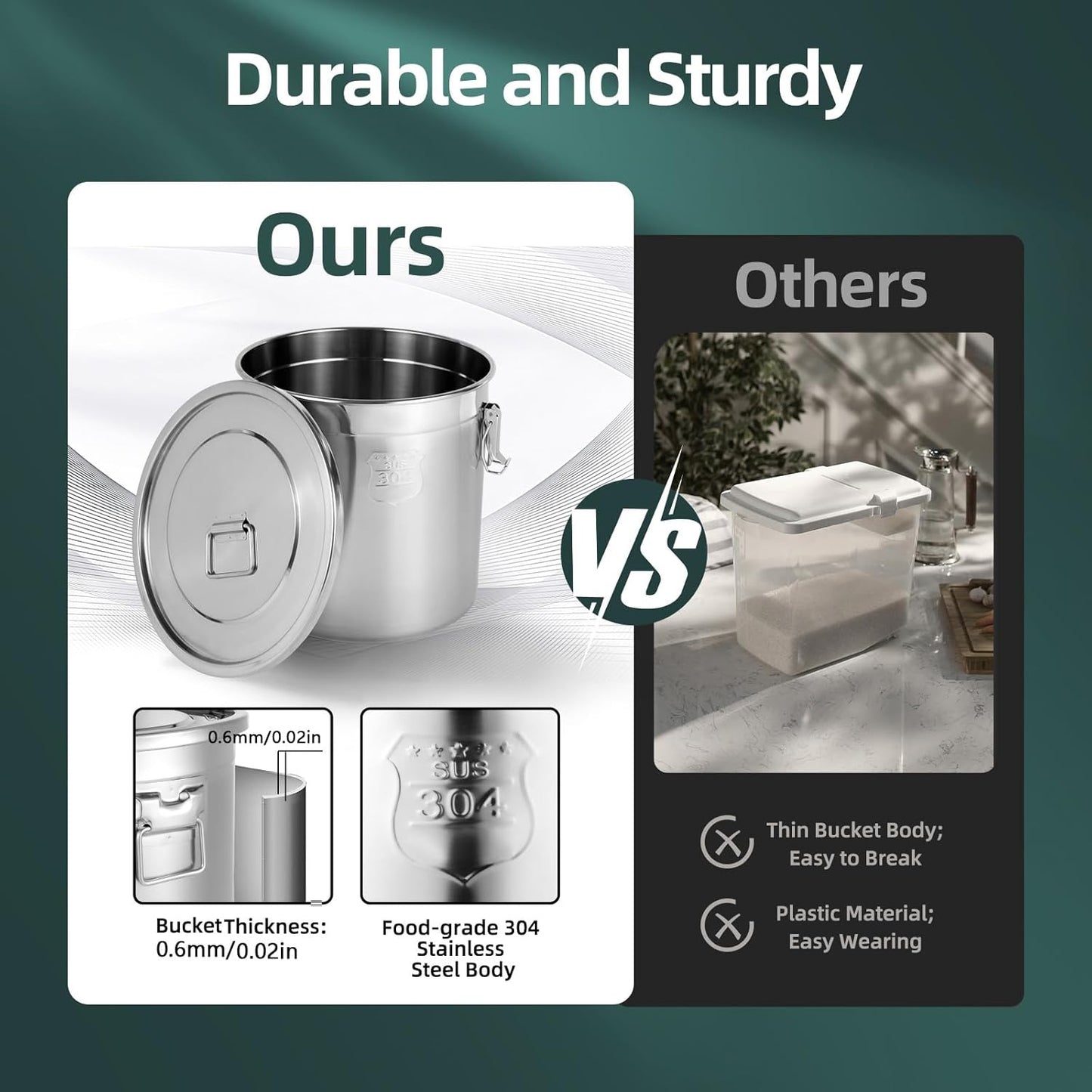 710 OZ Stainless Steel Canister Rice Cereal Grain Storage Containers with Lid Airtight Coffee Bean Storage Milk Flour Sugar Food Storage for Home Bar Restaurant (21L/710 OZ)