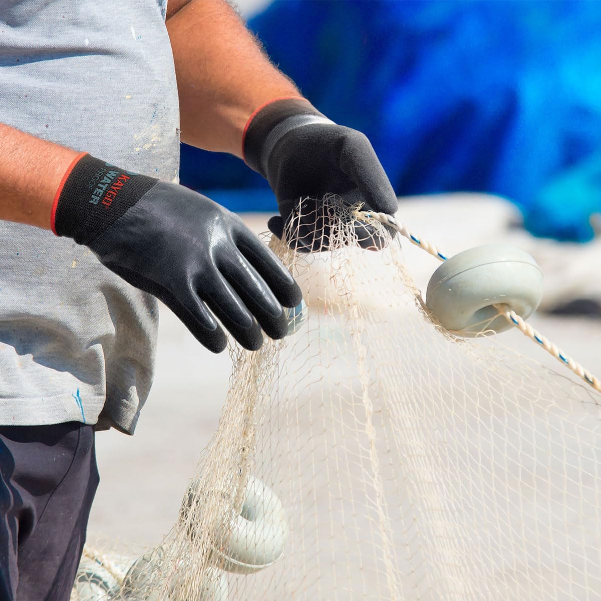 KAYGO Waterproof Work Gloves for Men and Women, Rubber Coated Non-slip Working Gloves for Garden, Outdoor Construction,3 pairs,Black,XL