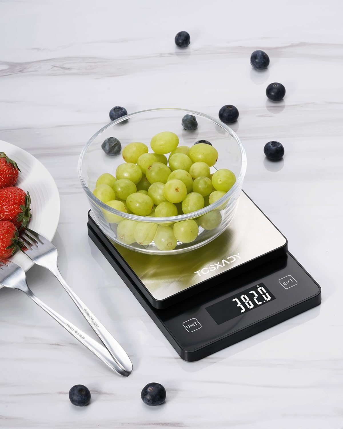 Food Scale, 11lb Digital Kitchen Scale with 10 Units LCD Display and Tare Function, 0.05oz/1g Precise Graduation, Compact Design for Baking, Healthy Cooking,Meal Prep, 304 Stainless Steel