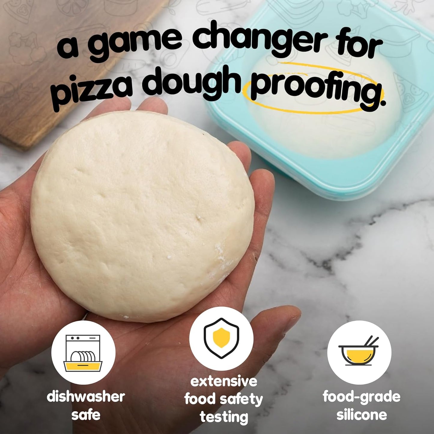 PLUS-1000ml Pizza Dough Proofing Box for DIY Artisan Pizza, Food Grade Silicone Stackable Containers with Lids. Freezer, Fridge, Dishwasher Safe (2Green Plus+2Space Grey Plus)