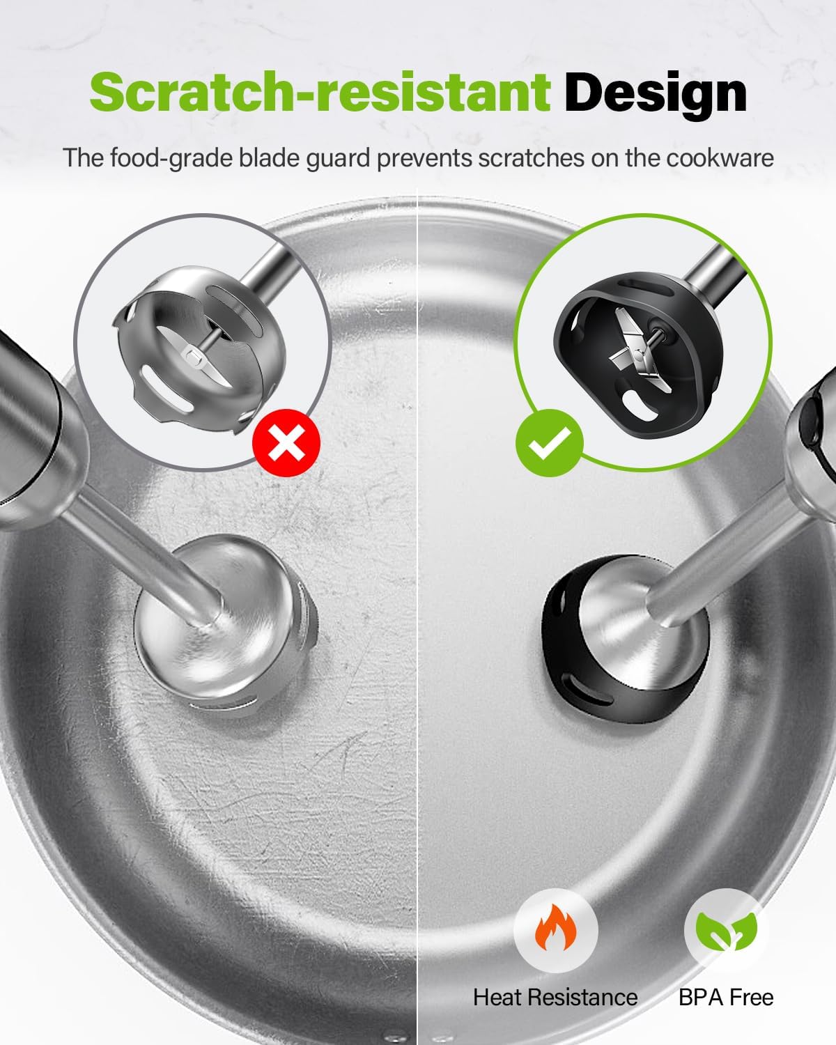 6-in-1 Immersion Blender, 1000W Hand Blender with 20 Speeds, Scratch-Resistant Stick Mixer with Whisk, Chopper, Beaker, Egg Beaters & Dough Hooks – Heavy Duty Hand Mixer, Black