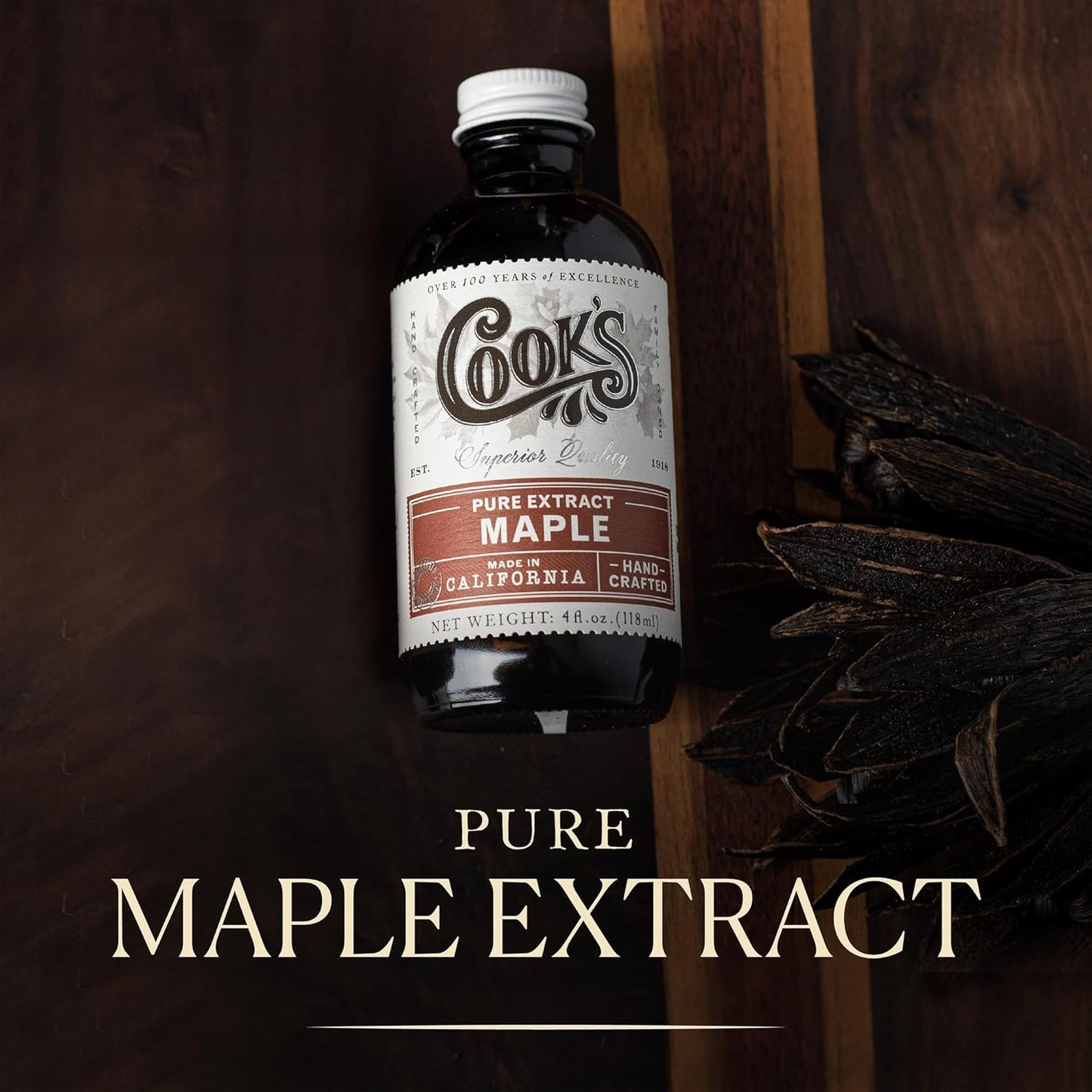 Cook's, Pure Maple Extract, All Natural Premium Maple Sap from Vermont's Finest Maple Trees, 16 oz
