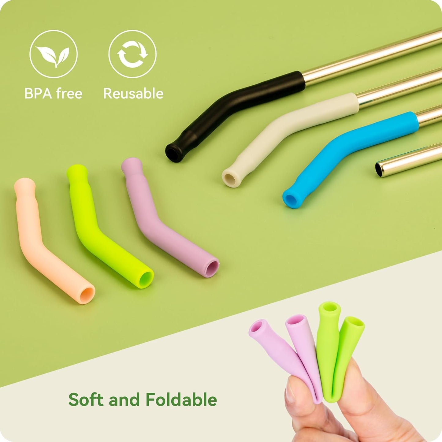 Snowfall Metal Replacement Straw with Silicone Tip for Stanley 30 OZ, 2 Pcs Reusable Long Stainless Steel Drinking Straws, 1 Straw Brush, BPA Free (Black)