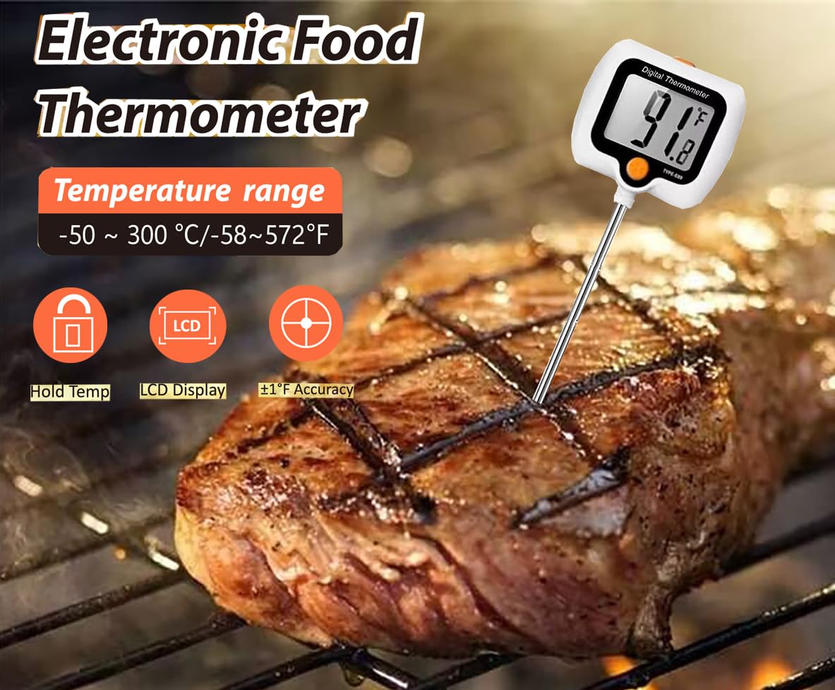 10 Inch Long Digital Candy Thermoometer with Pot Clip,Deep Fry Thermometer,Rotating Display, Best Instant Read Food Meat Thermometer for Candy Making or Deep Frying