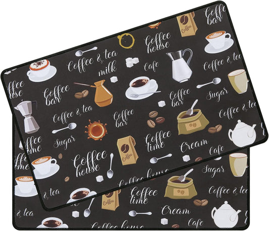 SHACOS Coffee Mat 2-Pack 12x19 Inch Absorbent Non Slip Coffee Maker Mats for Countertop Bar Accessories Dish Drying Mat Waterproof Heat Resistant, Brown