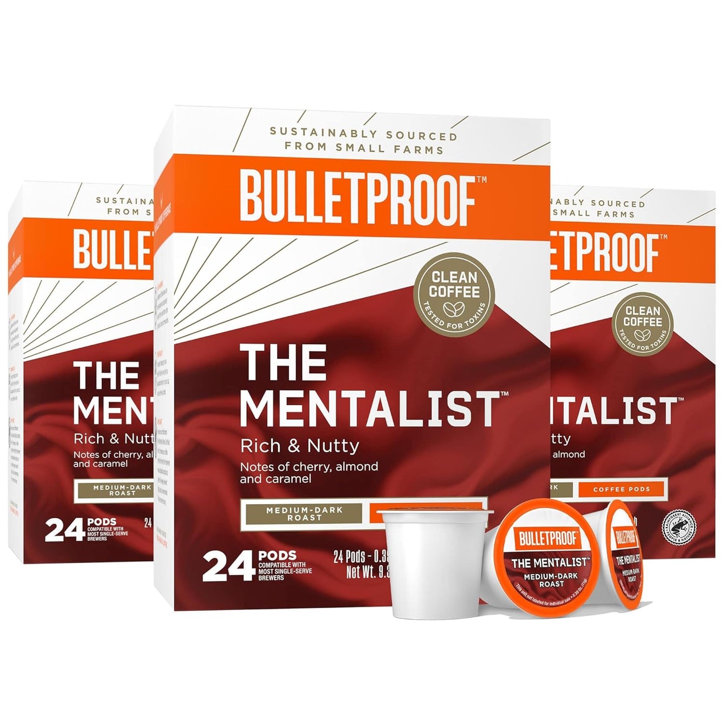 Bulletproof The Mentalist Medium-Dark Roast Single-Serve Pods, 72 Count, 100% Arabica Coffee, Clean Coffee Tested for Toxins, Packaging May Vary