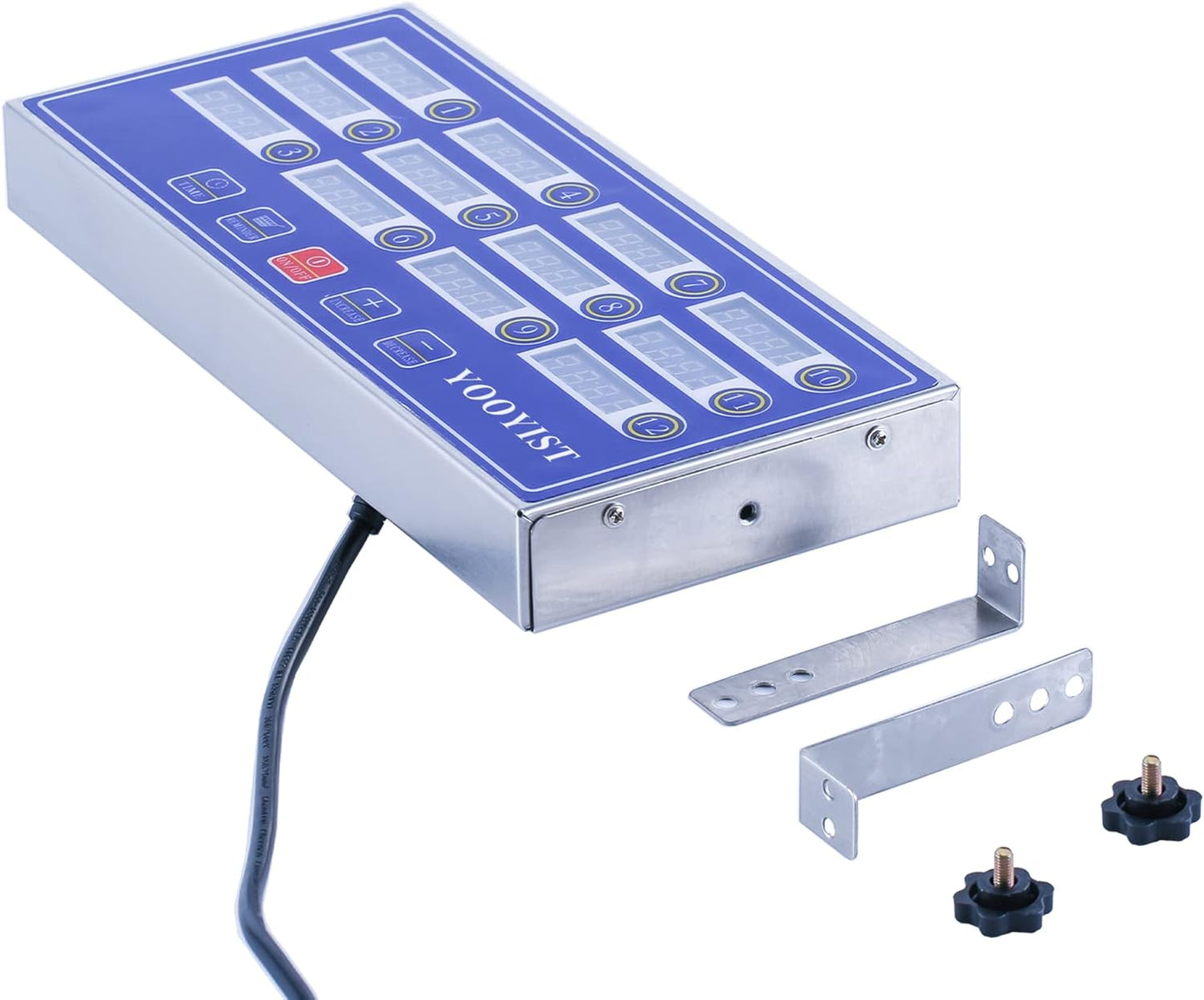 Kitchen Timers for Cooking – 12 Channel Commercial Kitchen Timer Restaurant Kitchen Supplies – Stainless Steel LED Technology Kitchen Timer Digital – Reminder Function, Loud Alarm, Blue