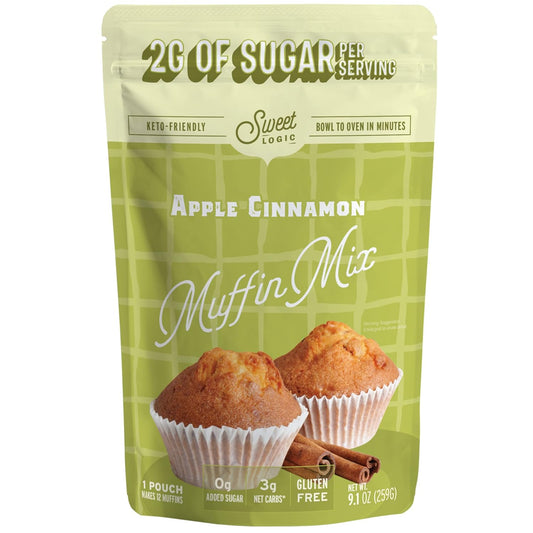 Sweet Logic Keto Baking Mix - Cinnamon Muffin - Gluten-Free - Dairy Free - Diabetic-Friendly - High Protein - Allulose - Stevia - Low Sugar - Low Carb - Quick 20-Minute Prep (1-2G Carbs Per Serving)