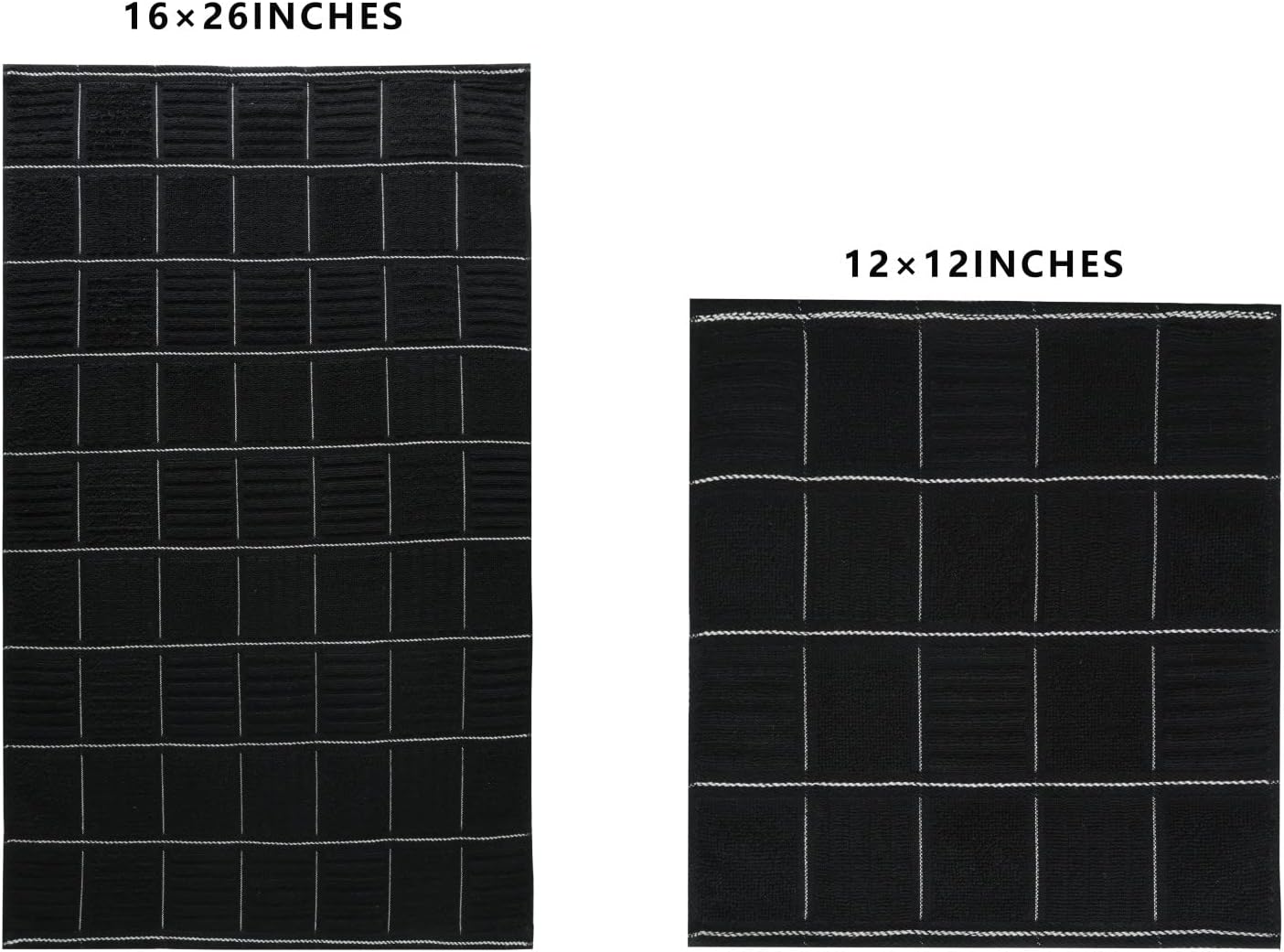 Glynniss Kitchen Towels and Dishcloths Set, Absorbent Dish Towels and Dish Cloths Set for Washing Dishes, Cleaning and Drying Use Pack of 8 (Black)