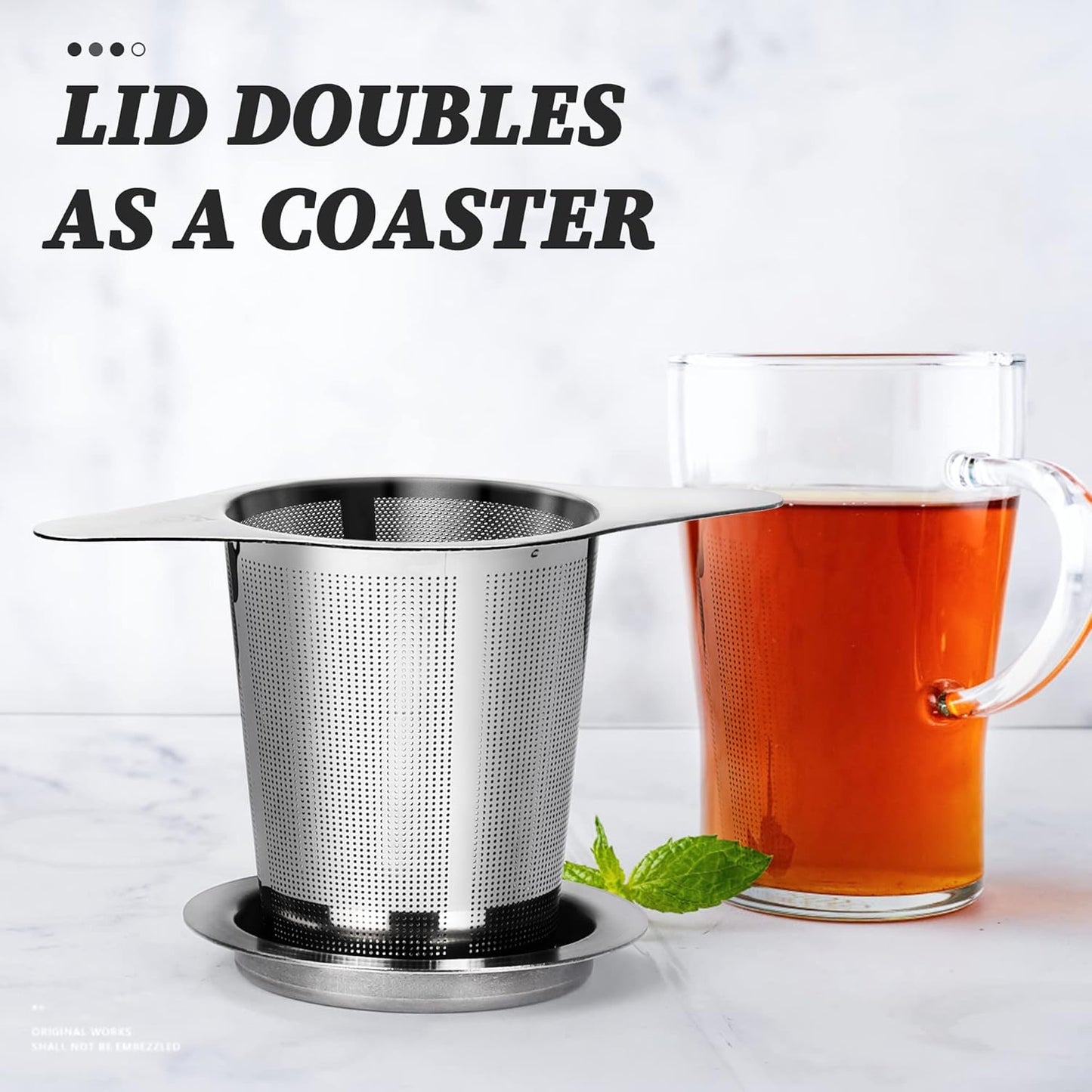 Extra Fine 18/8 Stainless Steel Tea Infuser Mesh Strainer with Large Capacity & Perfect Size Double Handles for Hanging on Teapots, Mugs, Cups to Steep Loose Leaf Tea and Coffee