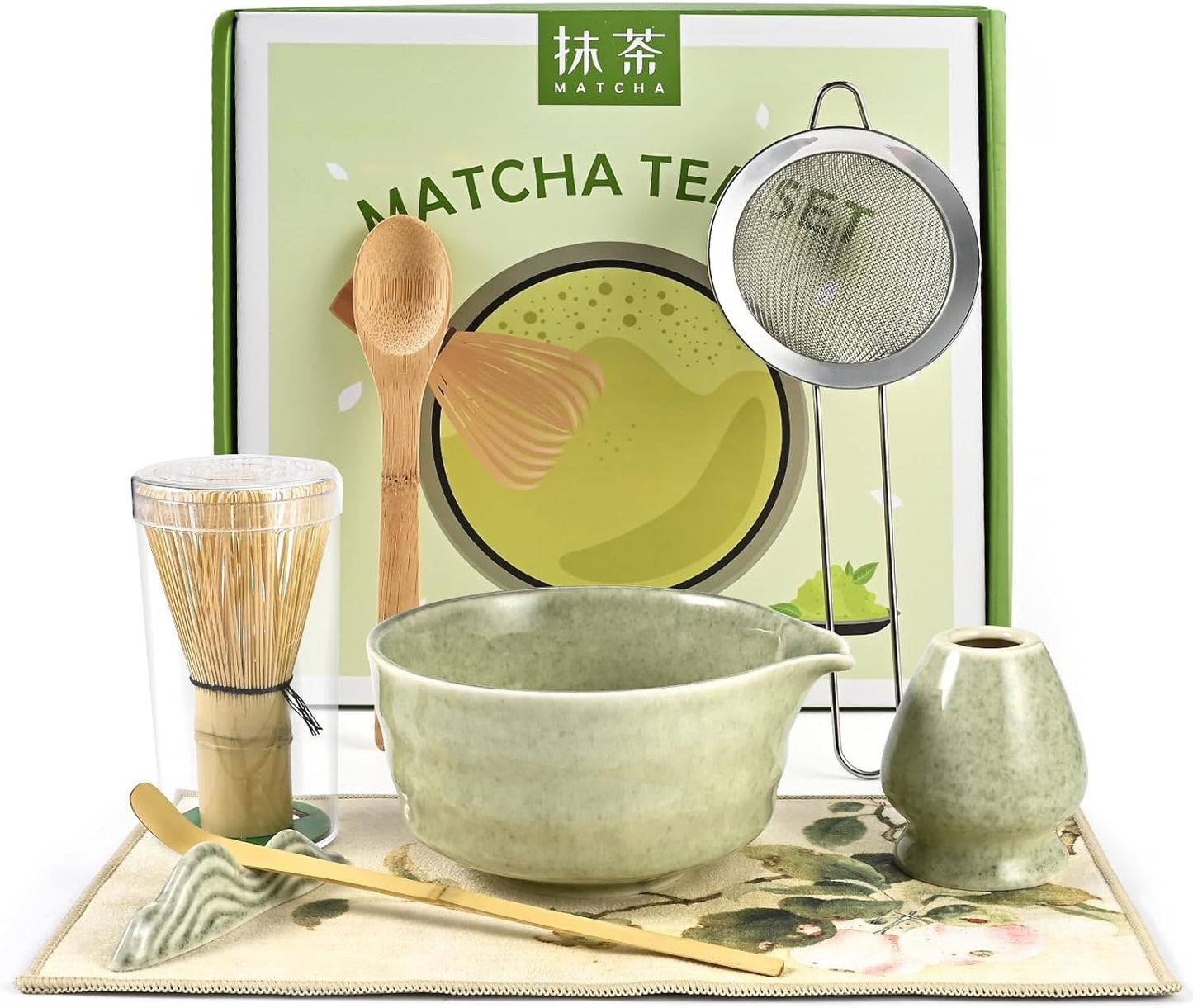 Matcha Set, 8 PCS Japanese Matcha Bowl Set with Whisk and Tea Scoop - Traditional Matcha Kit for Authentic Matcha Preparation, Perfect for Gift