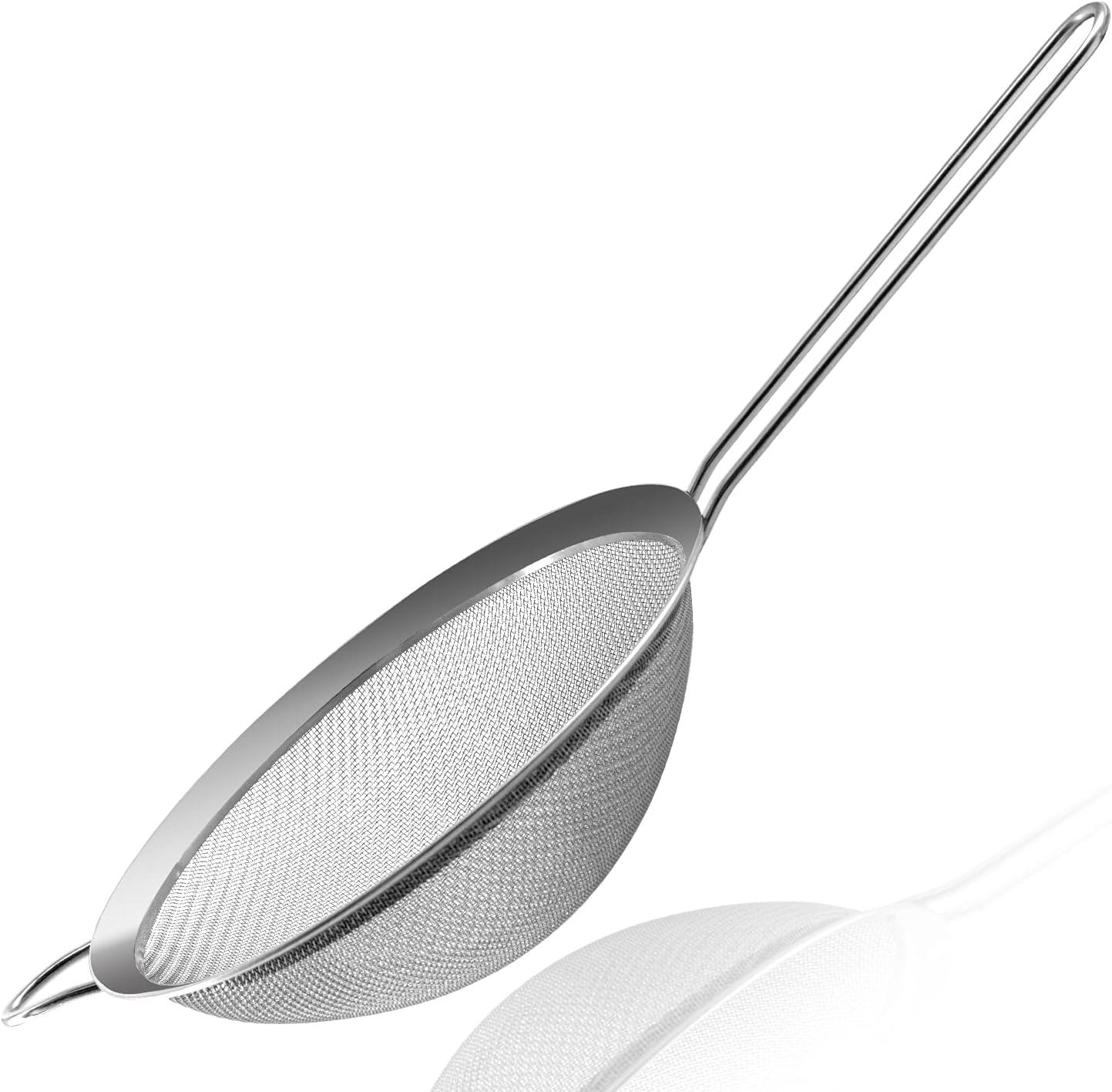 Anaeat Fine Mesh Strainers - Premium Stainless Steel Colander Sieve Sifters, with Durable Mesh and Sturdy Handle, Excellent for Sifting Dry ingredients, Flour, Pastas, Rice, Tea (7.87"）
