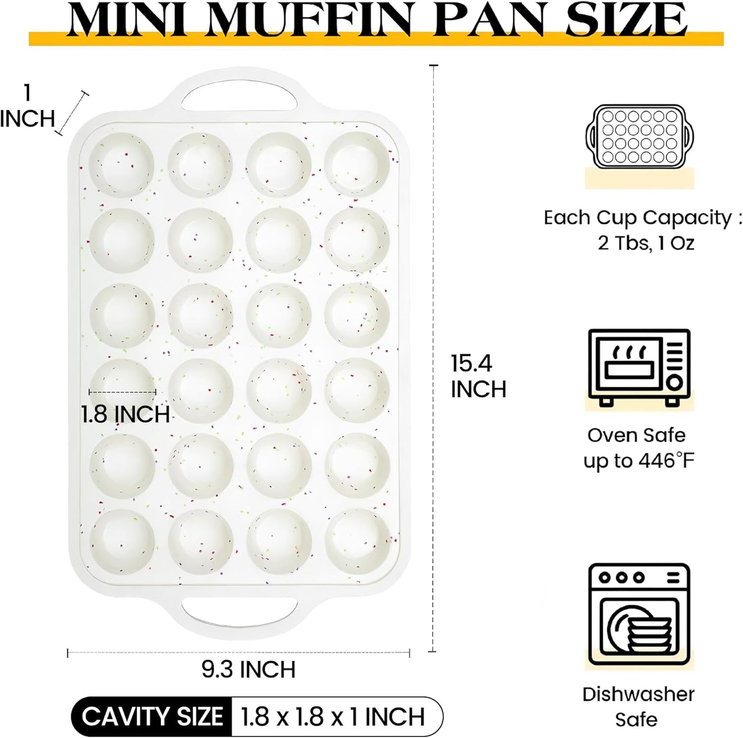 1 Pc Silicone Mini Muffin Pan With Metal Frame, 24 Cups Nonstick Cupcake Tray for Baking, Small Muffin Molds with Handles (Cream)