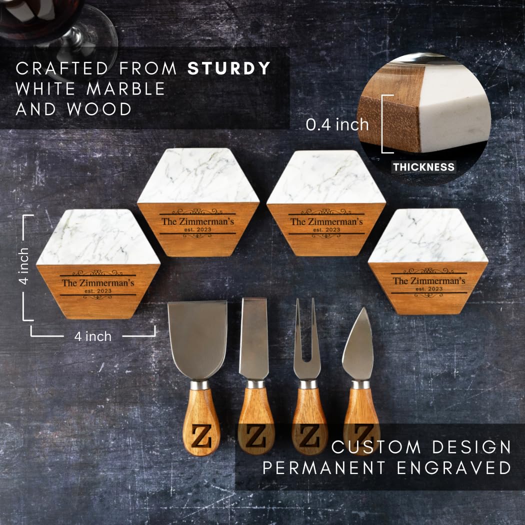 Personalized Charcuterie Board, Marble Cheese Boards for Bridal Shower Gifts, Perfect Housewarming Gifts for Couples, Custom Wedding Gifts, New Home Gift Best for Women