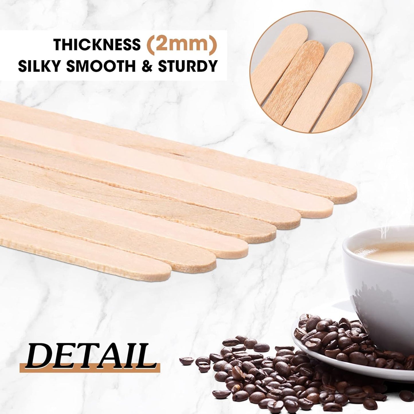3000 Pack Birch Wood Coffee Stir Sticks 7 Inch Disposable Wooden Coffee Stirrers Bulk Cakesicle Sticks Long Tea Stirring Stick Round End Swizzle Beverage Mixer for Cocktail Hot Chocolate Drink Summer