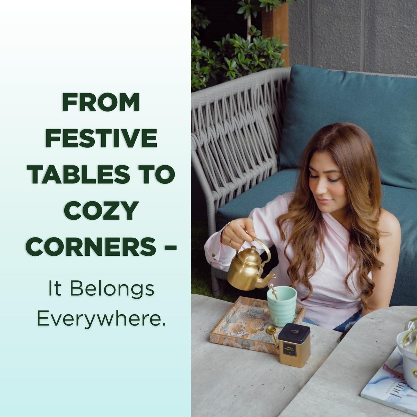 CHAYAM Tea Lover's Luxury Gift Basket with Cups & Infuser | 10 Assorted Tea Bags, Ginger Lemongrass Herbal Loose Leaf 50g/1.76oz, 2 Mugs & Lead-Free Premium Brass Infuser | Self-Care Gifts for Mom and Her