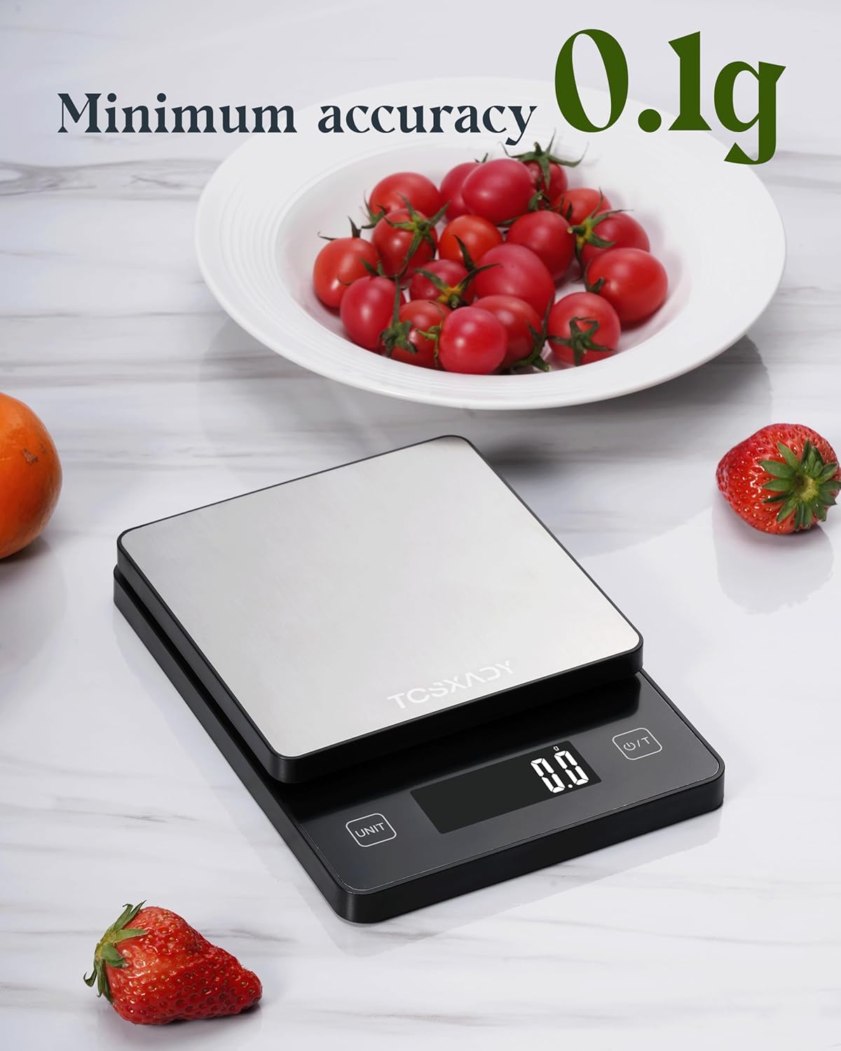 Food Scale, 11lb Digital Kitchen Scale with 10 Units LCD Display and Tare Function, 0.05oz/1g Precise Graduation, Compact Design for Baking, Healthy Cooking,Meal Prep, 304 Stainless Steel