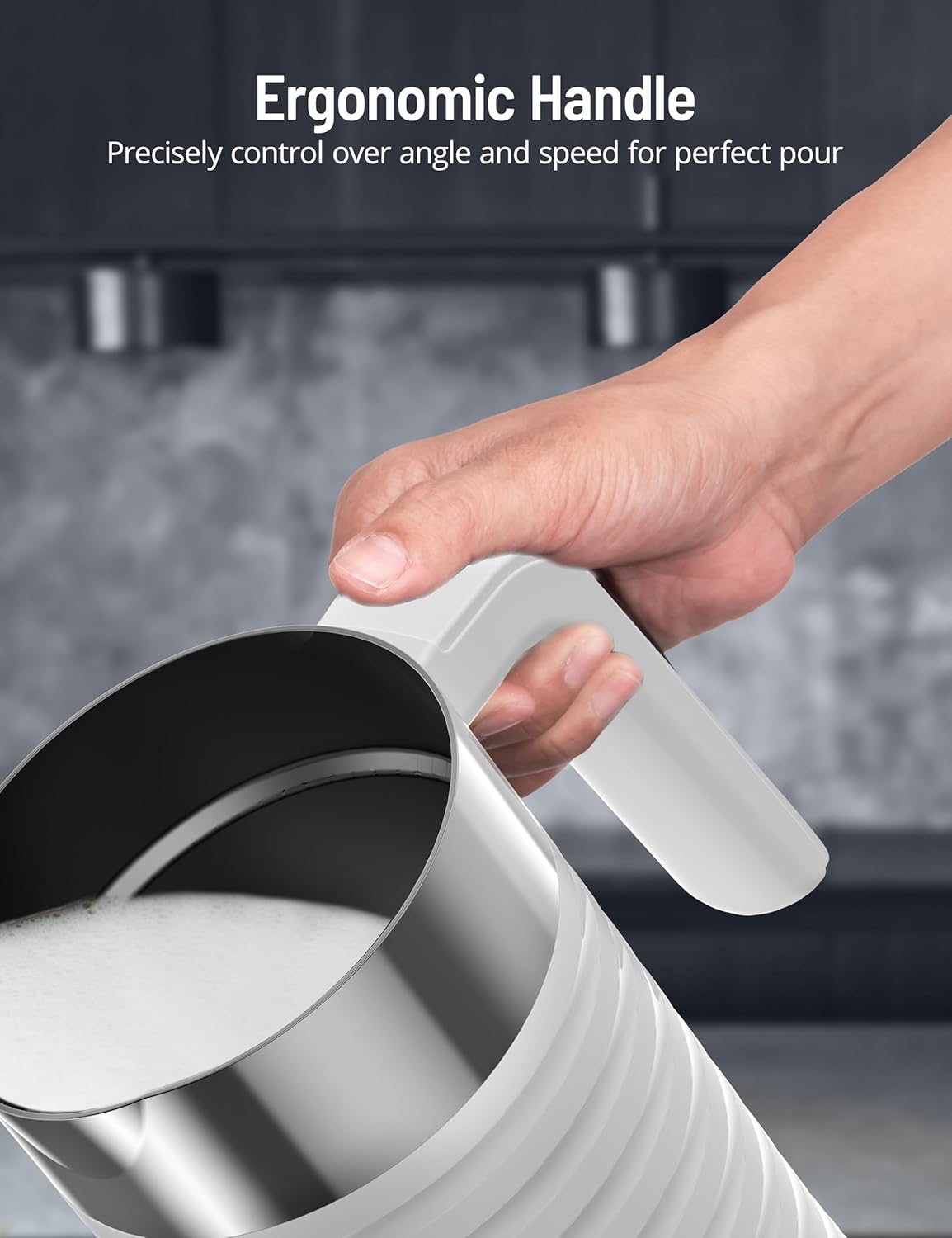 Milk Frother and Steamer, Airyoyo 4-in-1 Milk Frother,Electric Milk Frother Hot& Cold Foam Temperature Control, Auto Shut-Off Frother for Coffee Latte