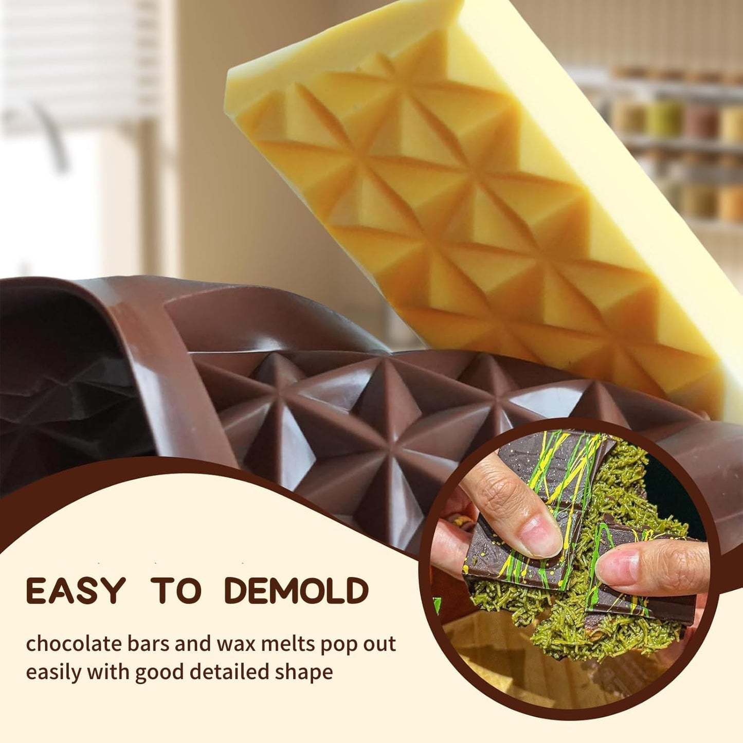 Chocolate Bar Mold, Food Grade Deep Large Silicone Chocolate Molds for Dubai Chocolate Bar Pistachio Chocolate Stuffed Bar Candy Knafeh Kit