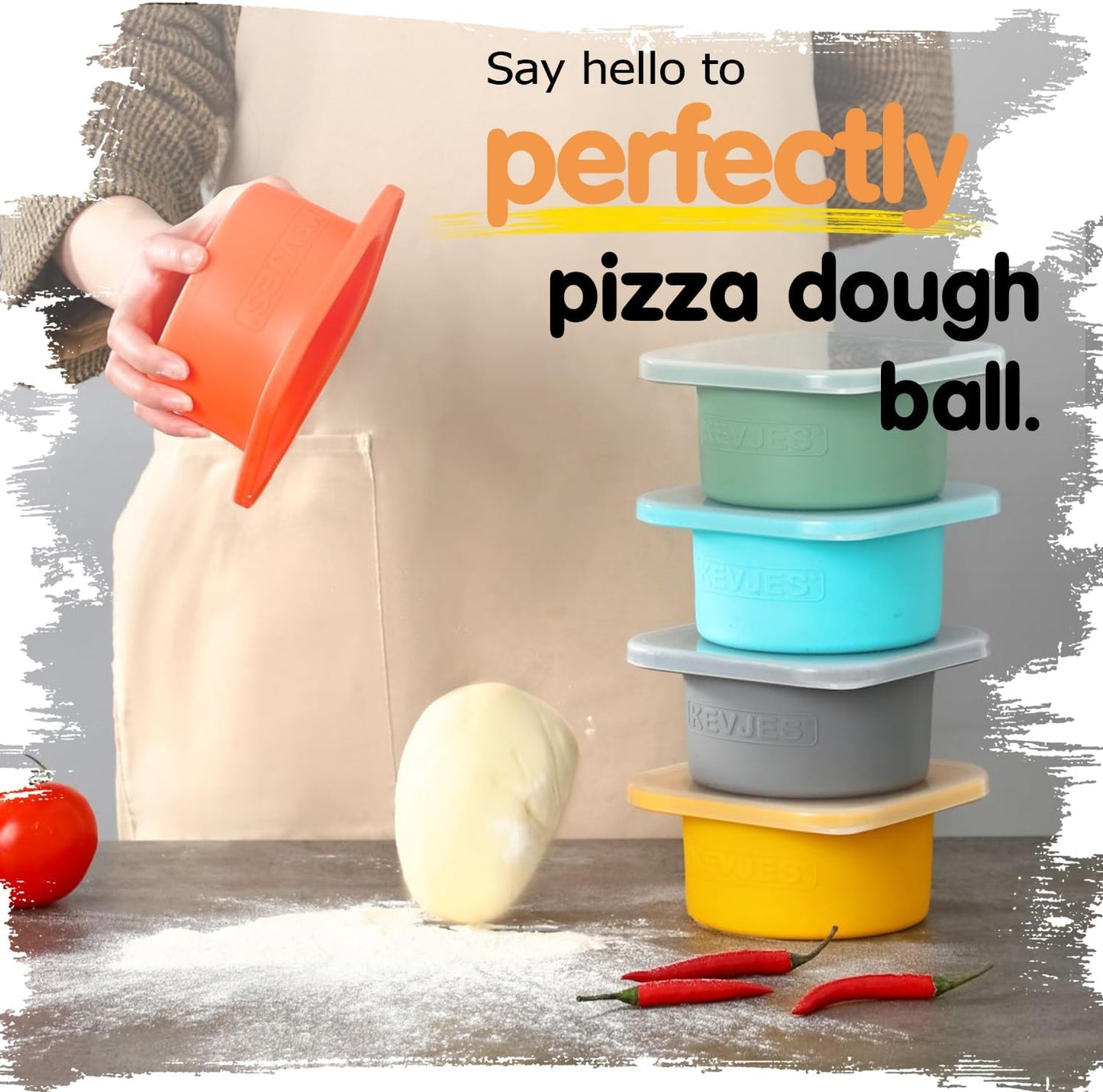 PLUS-Large 1000ml Pizza Dough Proofing Boxes for DIY Artisan Pizza, Food Grade Silicone Stackable Containers with Lids, Sturdy Reinforced Steel. Freezer, Fridge, Dishwasher Safe (3Green Plus)