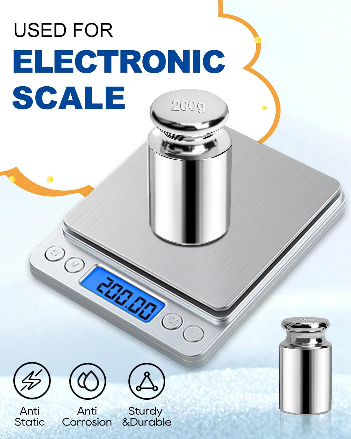 UCEC Calibration Weights for Digital Scale, 200g Gram Weights, Precision Stainless Steel Balance Scale Calibration Weight for Lab Educational Science