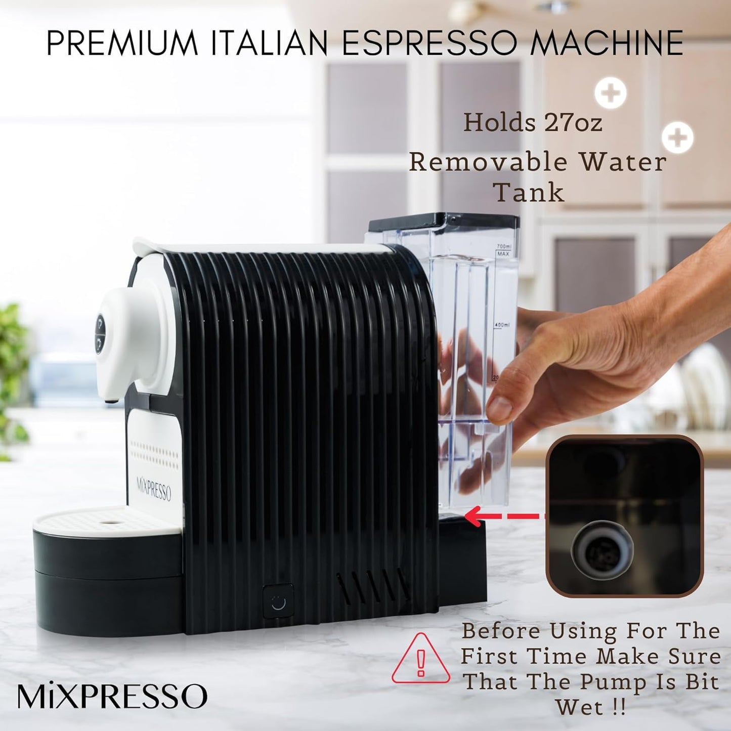 Mixpresso Blue Espresso Machine for Nespresso Compatible Capsule, Single Serve Coffee Maker Programmable for Espresso Pods, Premium Italian 19 Bar High Pressure Pump 27oz, 1400w Capsule Coffee Maker