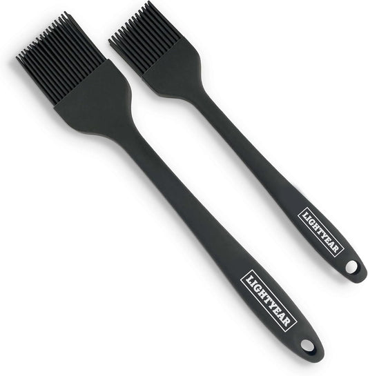 Lightyear Silicone Basting Pastry Brush Set (2 Pcs) ❘ 450°F Heat Resistant Oil Brush for Your Kitchen - Ideal For BBQ’s, Baking & Cooking | 100% Food Grade Silicone - BPA Free & Dishwasher Safe
