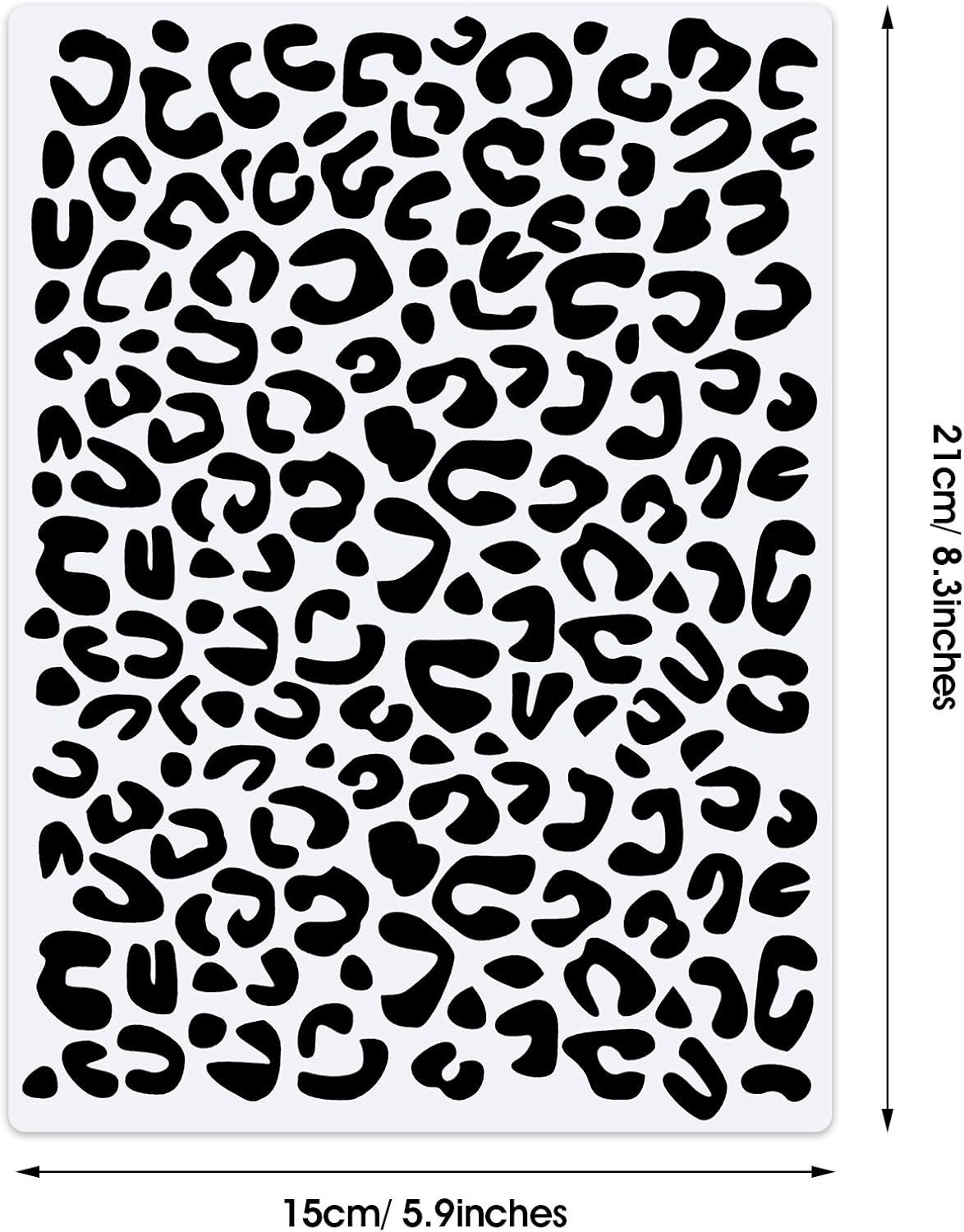Zonon 4 Pieces Leopard Skin Stencil Reusable Cheetah Paint Stencil Template for Scrapbooking Fabric Drawing Tracing DIY Cake Furniture Wallpaper Floor Decor(5.9 x 8.3 Inch)