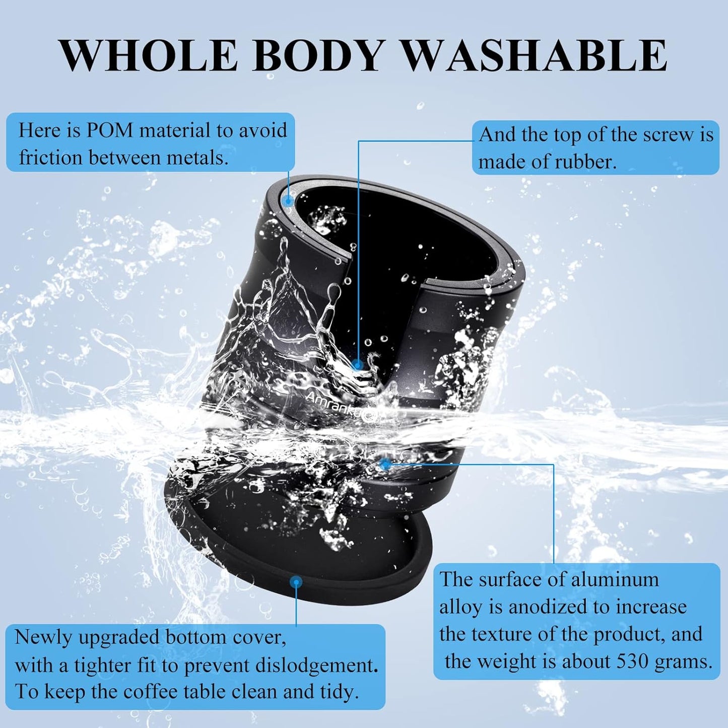 Coffee Portafilter Holder| Espresso Tamper Stand| Aluminum Alloy Espresso Holder| With Non-slip Base| Fits 54mm Espresso Machines Portafilter | (54mm, Black)