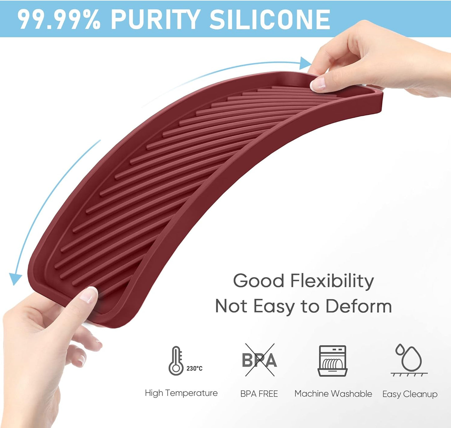 EG-SIPRO Kitchen Sink Organizer Tray,Sponge Holder for Kitchen Sink Bathroom Counter Tray Sponge Caddy Silicone Soap Holder for Soap dispenser, Bottle, Dishwashing Accessories(2-pack)