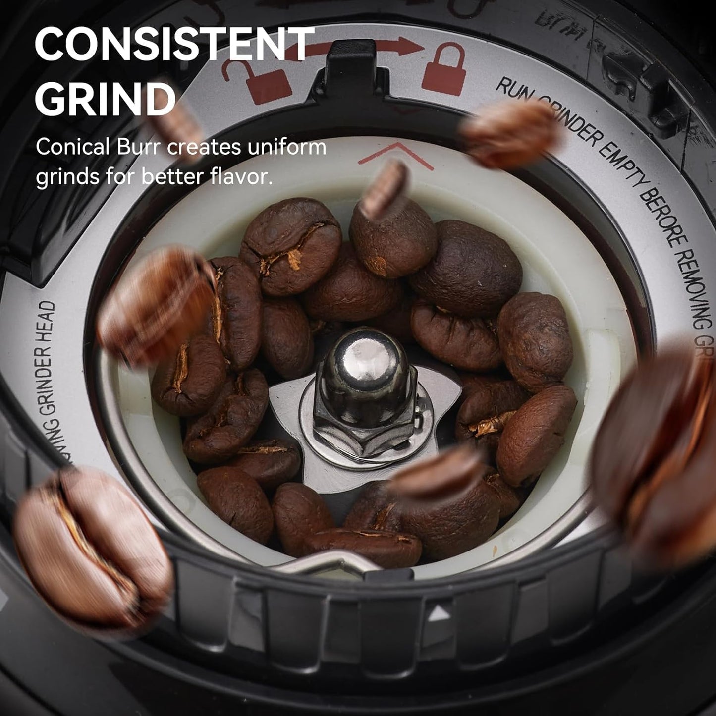 Conical Burr Coffee Grinder Electric with Electronic Timer, Anti-Static, Coffee Grinders for Home Use, Adjustable Conical Burr Mill with 48 Precise Settings for Espersso/Drip/French Press