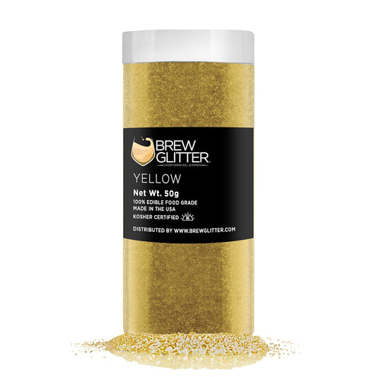 Yellow BREW GLITTER Edible Glitter For Drinks, Cocktails, Beer, Garnish Glitter & Beverages | KOSHER & HALAL Certified | 100% Edible & Food Grade | Vegan, Gluten, Nut Free (50g, Yellow)