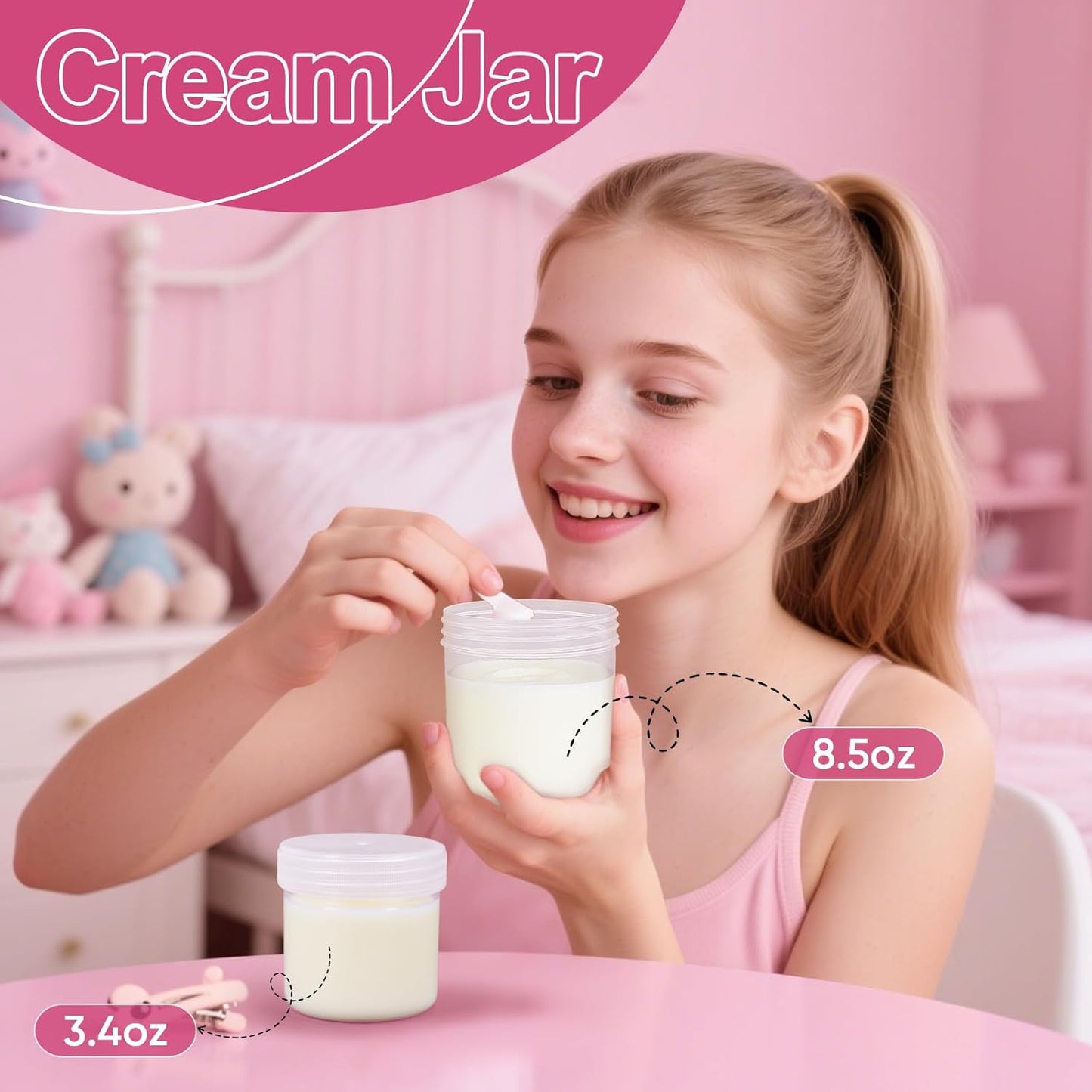 Wide Mouth Travel Containers, PP Clear Leak Proof Travel Plastic Jars with Lids for Creams Lotion Cosmetic, Jewelry Beads, Sample, Small Items Storage (4 Pcs 3.4 oz，4 Pcs 8 oz)