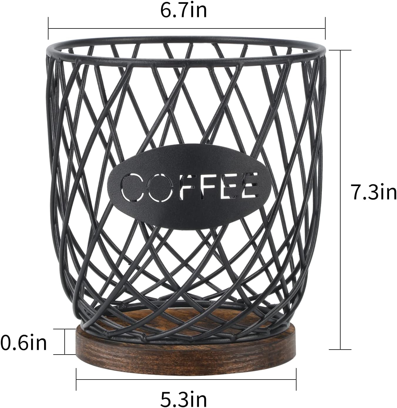 YINMIT K Cup Holder Organizer, Sturdy Coffee Pod Holder Organizer, 35 Kcup Large Capacity Storage Basket for Kitchen Counter and Office Desktop (Circular Grid)