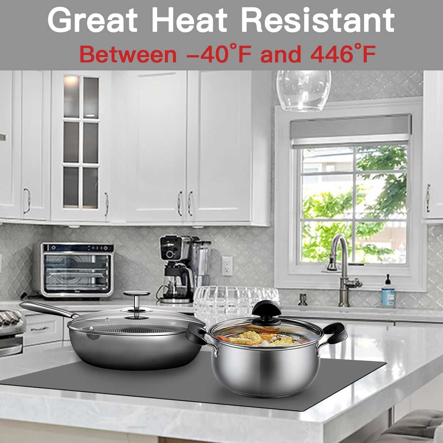 2MM Thick Silicone Countertop Mat, 23.6"x 15.7"(60cmx40cm), Silicone Mats for Kitchen Counter, Nonslip Heat Resistant Mat, Large Kitchen Counter Mats, Waterproof Countertop Protector, Semitransparent