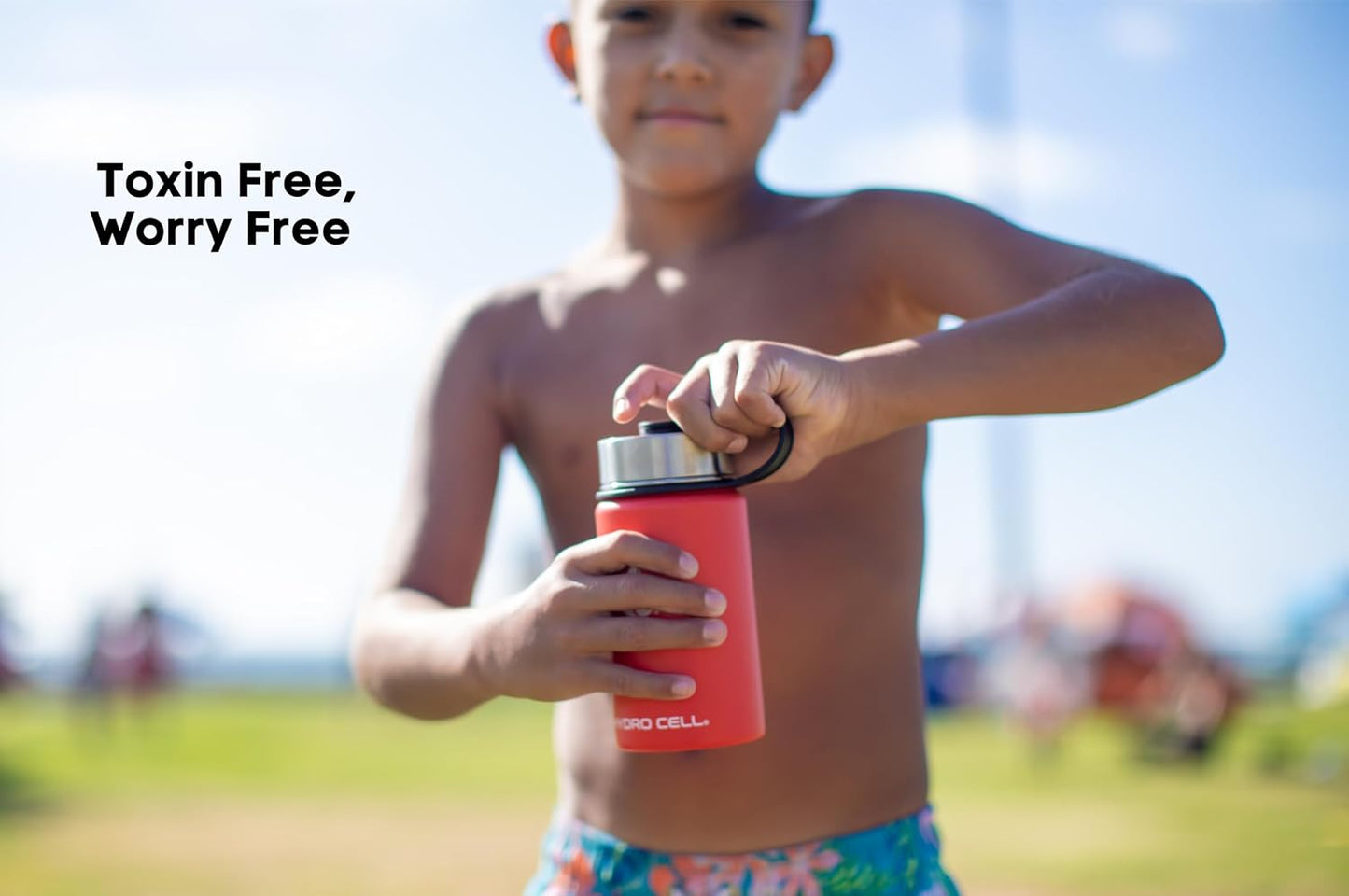 HYDRO CELL Stainless Steel Insulated Water Bottle with Straw - For Cold & Hot Drinks - Metal Vacuum Flask with Screw Cap and Modern Leakproof Sport Thermos for Adults (Mandarin 14oz)