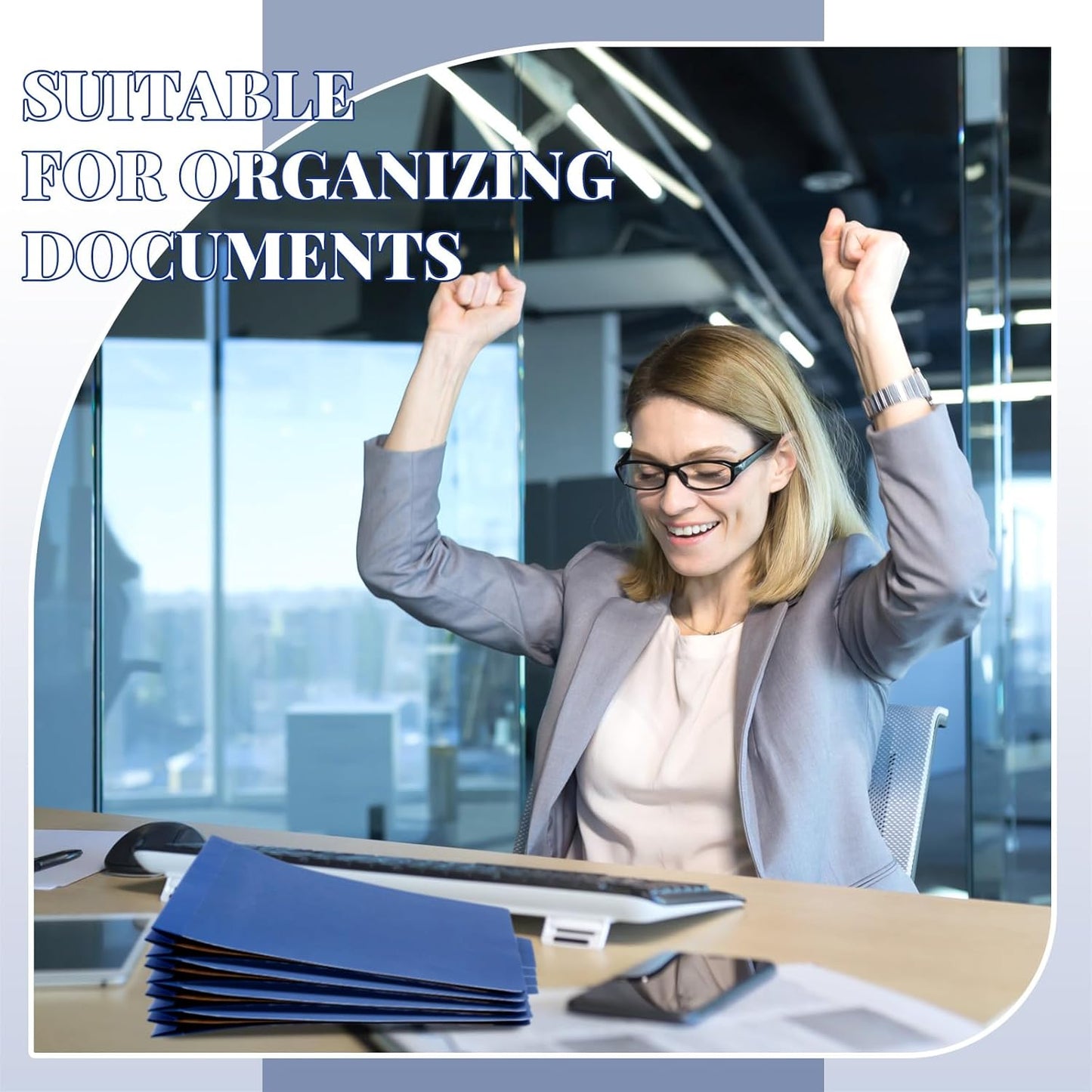 48 Pcs Classification Folders Letter Size, 2 Divider Pressboard File Folders with 3. 5 Inch Expansion, 2 Prongs Fastener, Heavy Duty Office File Organizers for Teachers, Medical (Dark Blue)