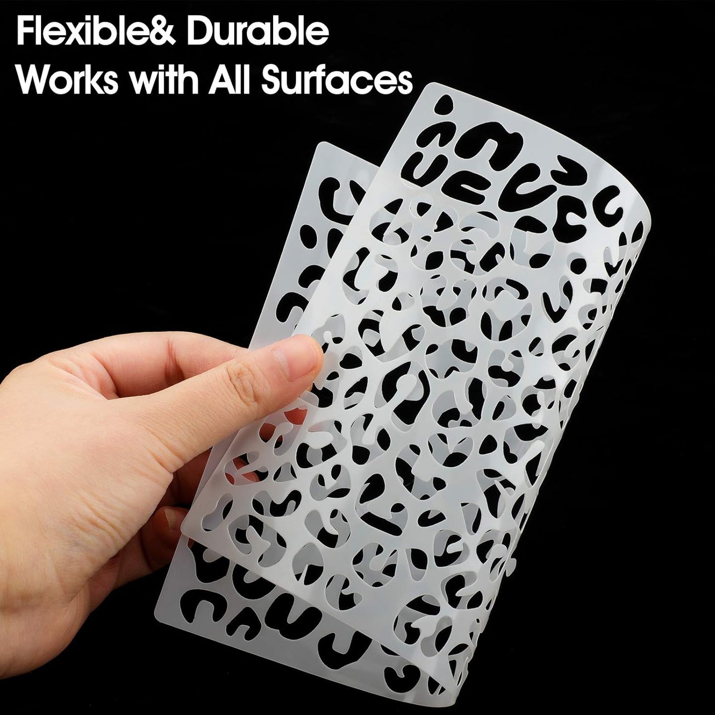 Zonon 4 Pieces Leopard Skin Stencil Reusable Cheetah Paint Stencil Template for Scrapbooking Fabric Drawing Tracing DIY Cake Furniture Wallpaper Floor Decor(8.3 x 11.7 Inch)