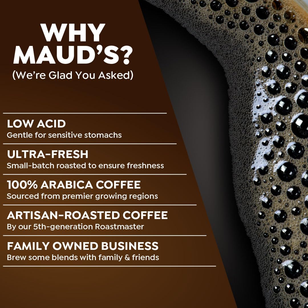 Maud's Dark Roast Coffee Pods, 18ct, Recyclable Single Serve Pods – 100% Arabica Coffee, Compatible with Keurig K Cups Maker