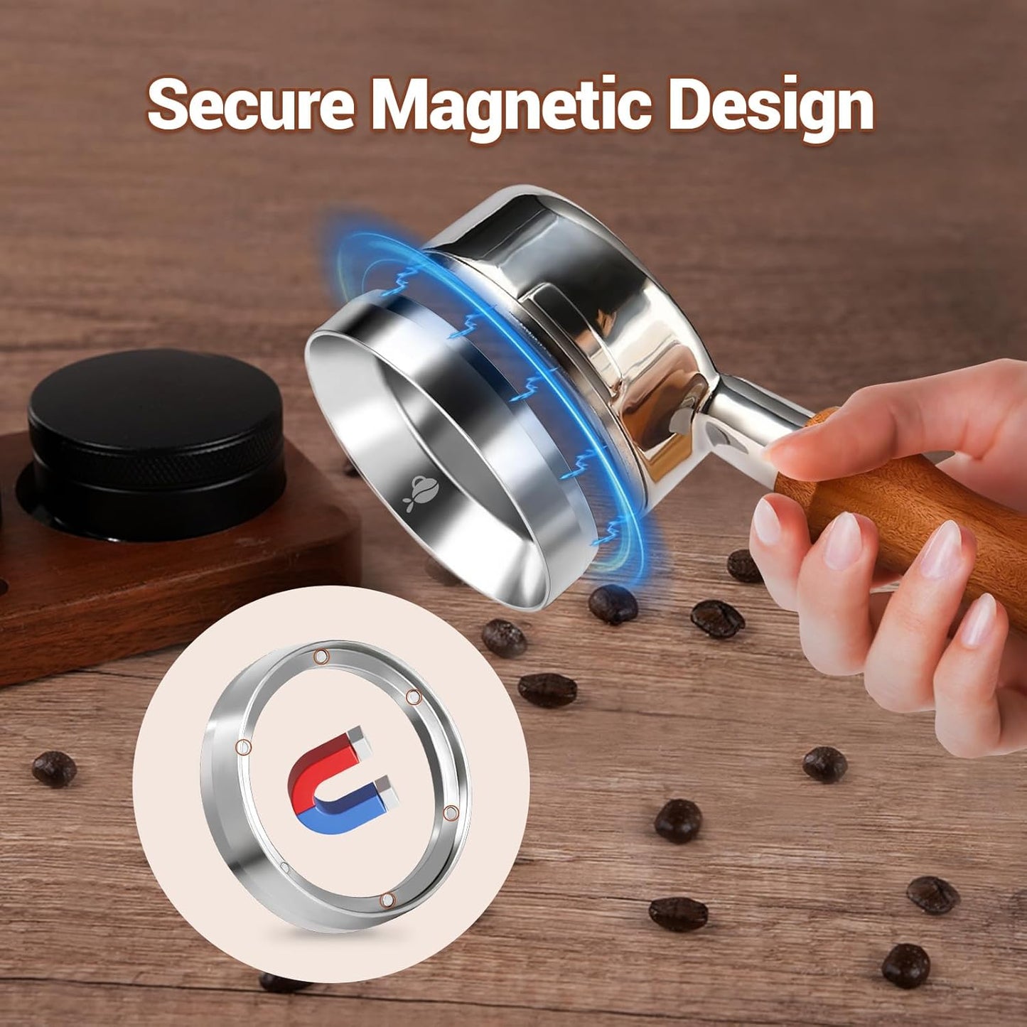 54mm Espresso Dosing Funnel, 304 Stainless Steel Coffee Dosing Ring, Portafilter Funnel with 6 Magnetic, Barista Tools Compatible with Breville 54mm Portafilter